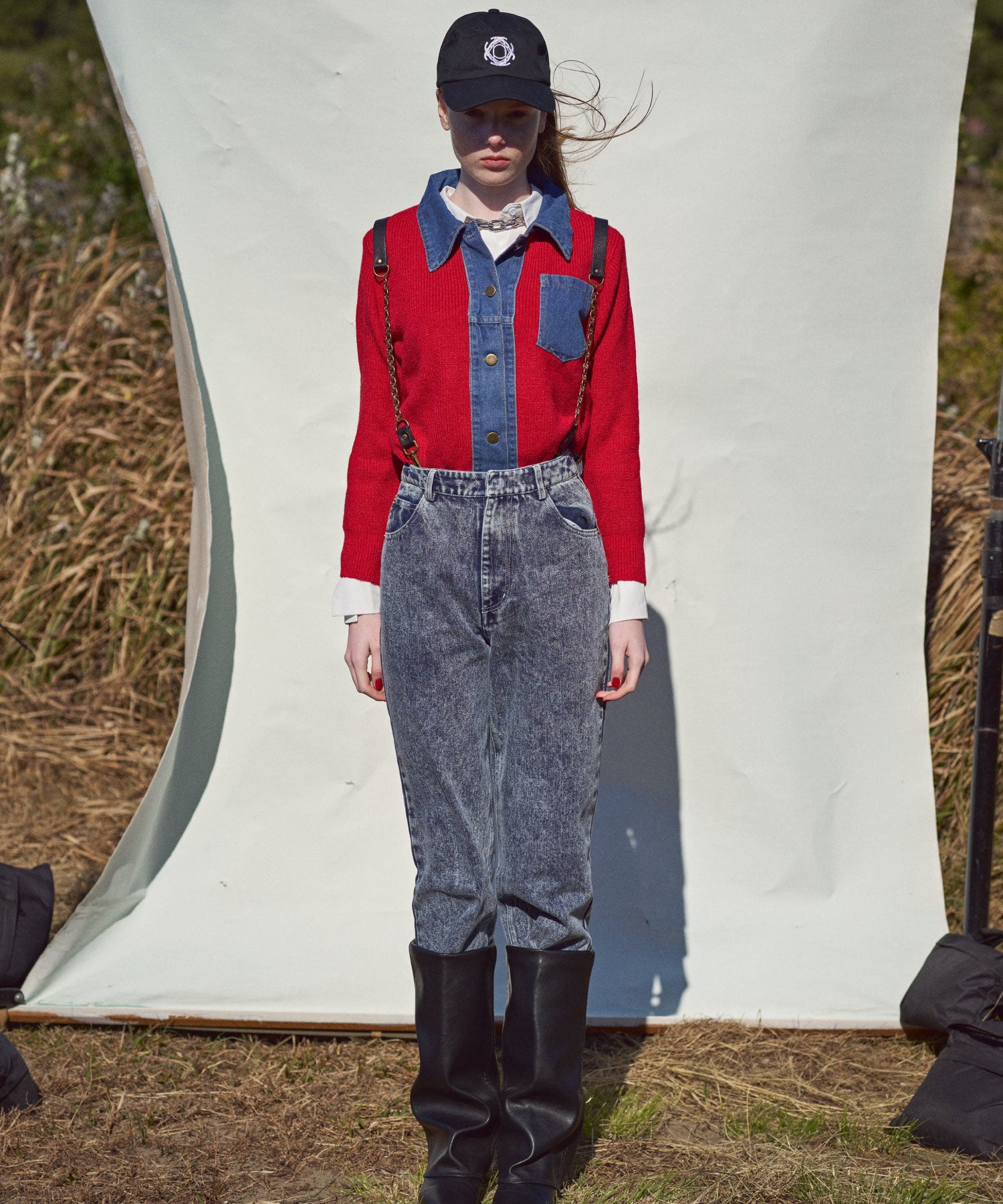 サスペンダーテーパードデニム/Suspenders Denim