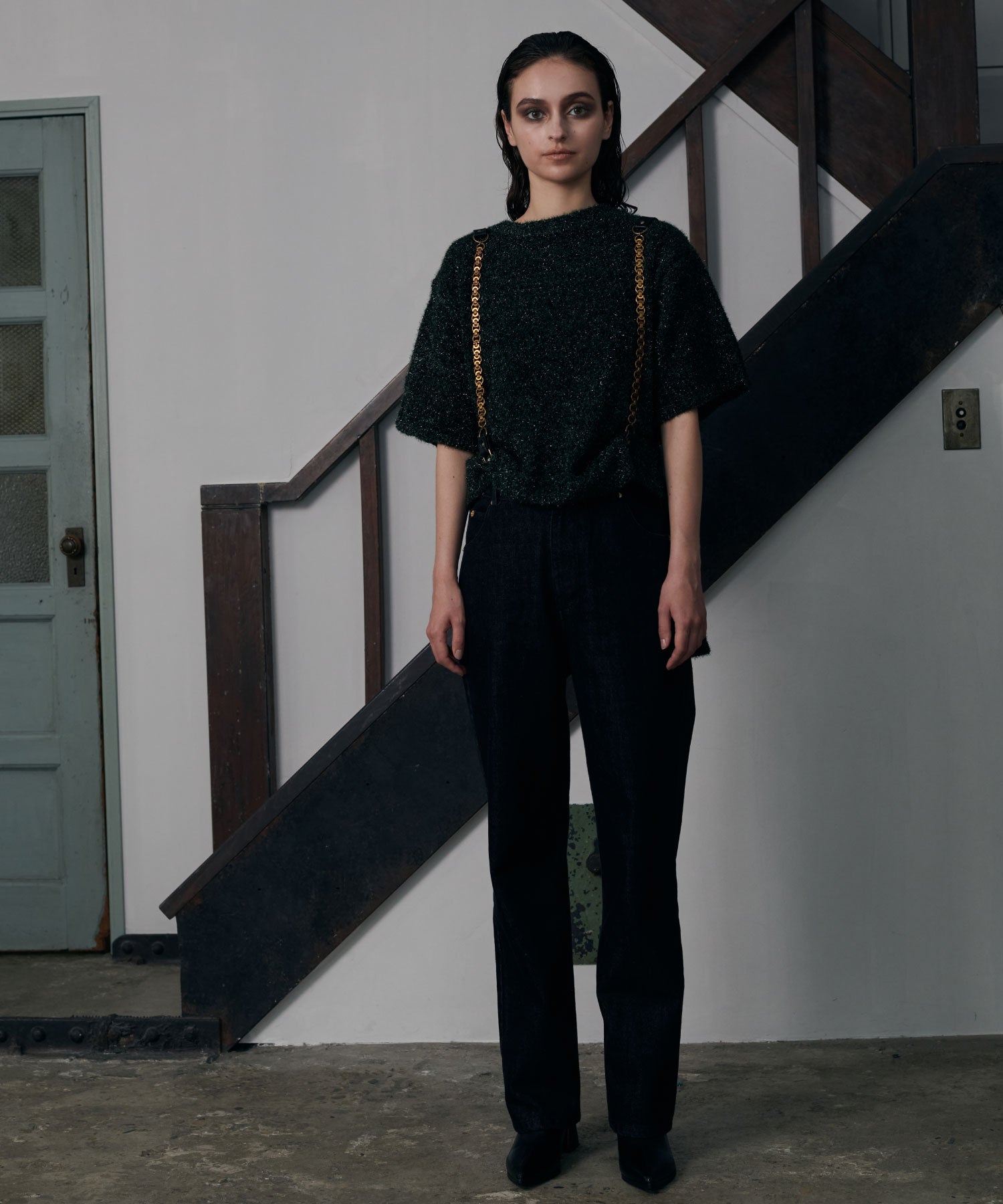 サスペンダーテーパードデニム/Suspenders Denim