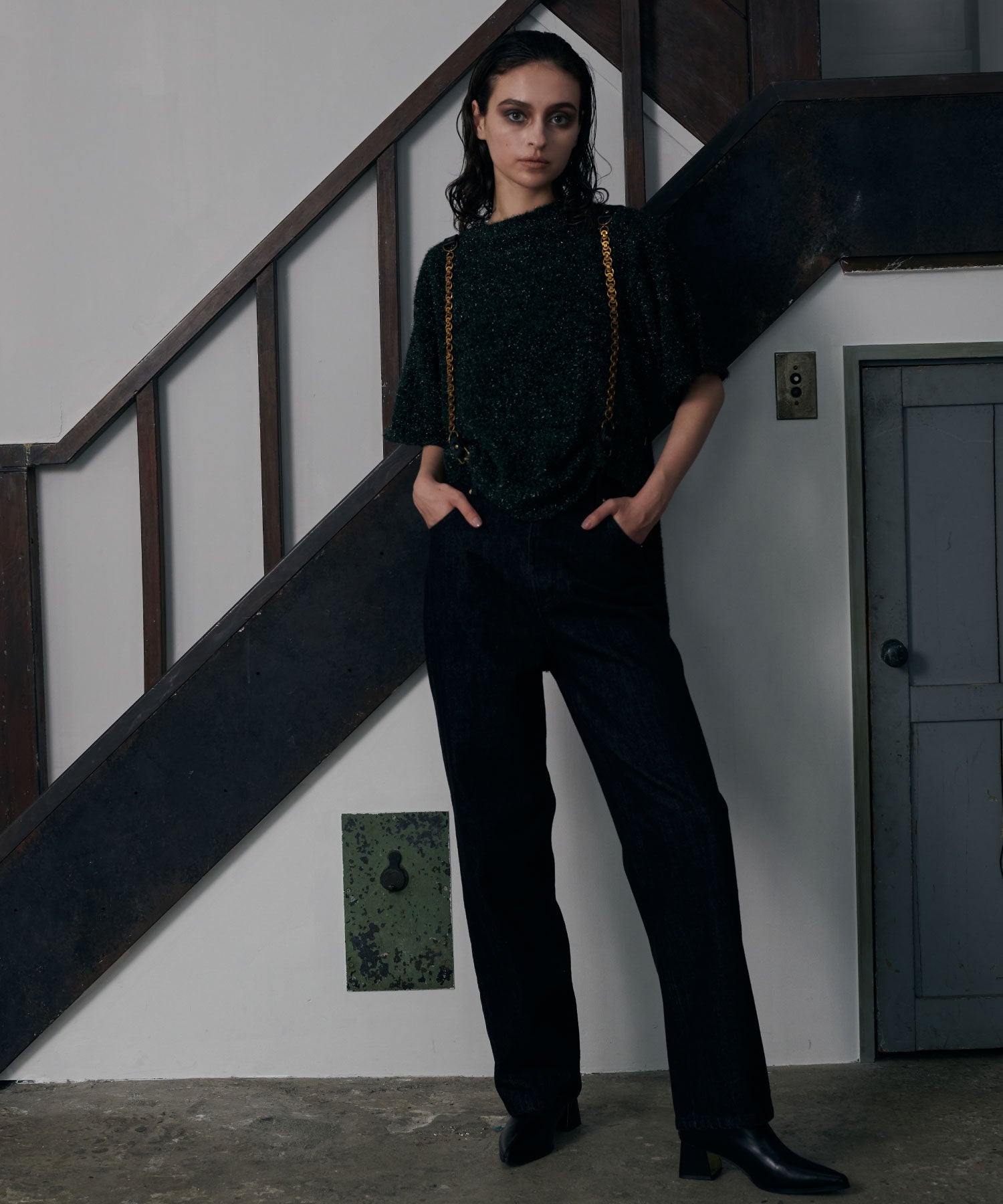 サスペンダーテーパードデニム/Suspenders Denim