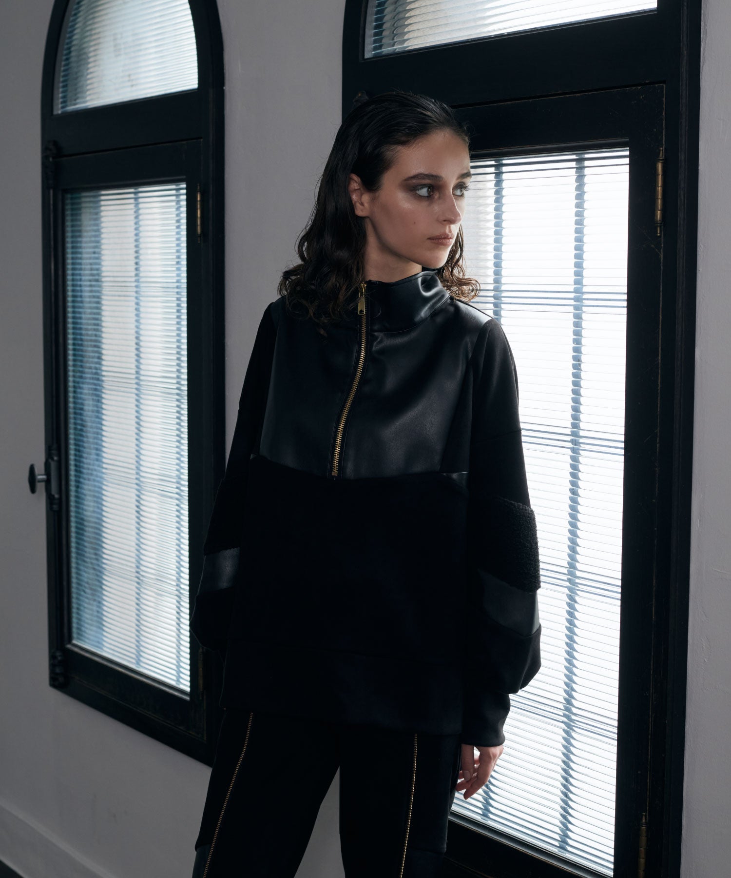 異素材切替ジッププルオーバー(セットアップ対応)