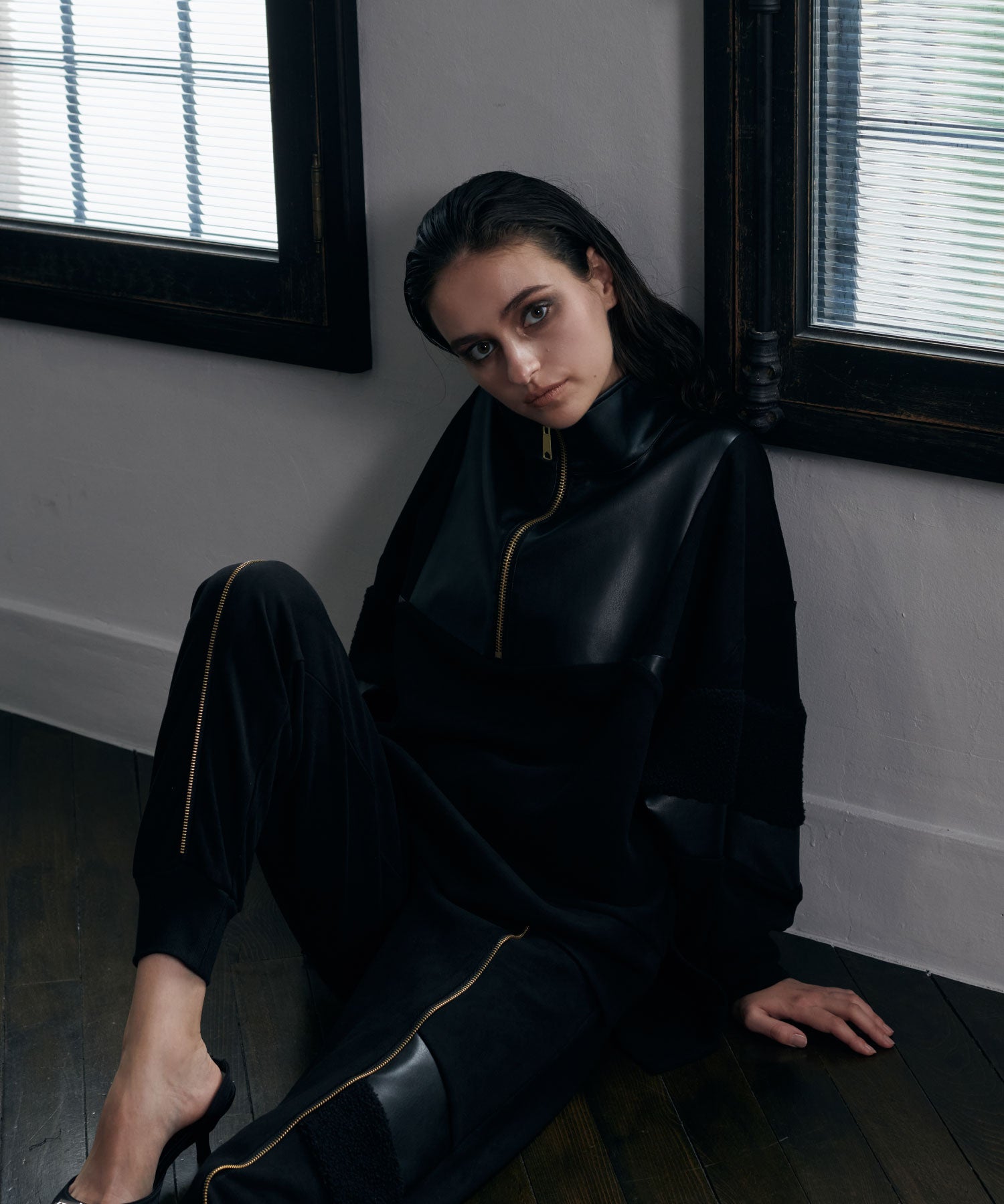 異素材切替ジッププルオーバー(セットアップ対応)