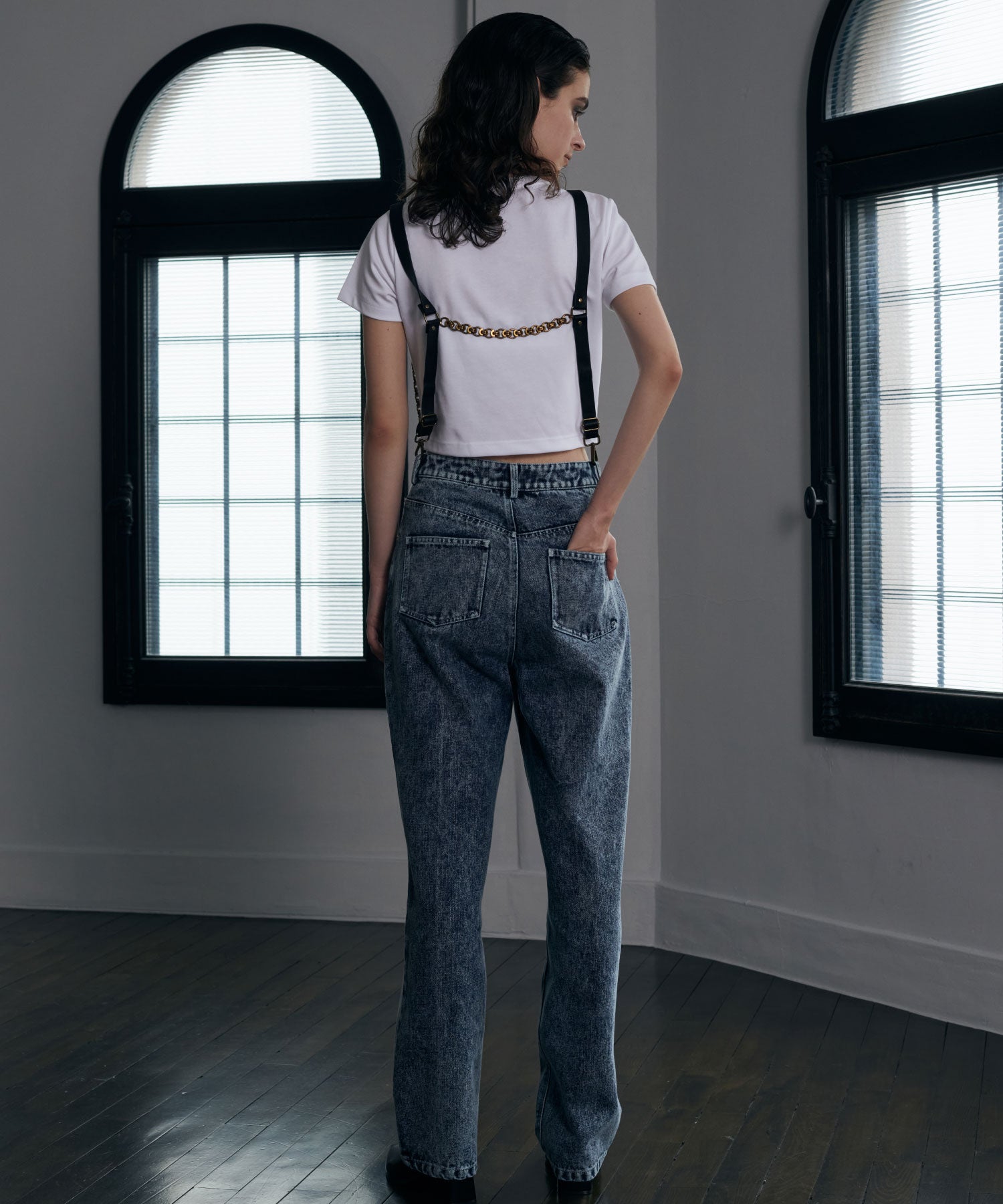 サスペンダーテーパードデニム/Suspenders Denim