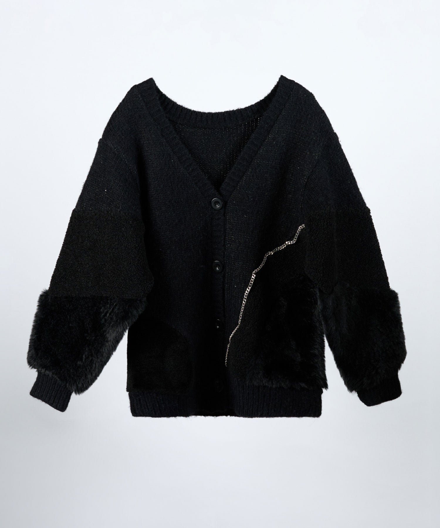 異素材切替チェーンカーディガン/ Material Switching Chain Cardigan