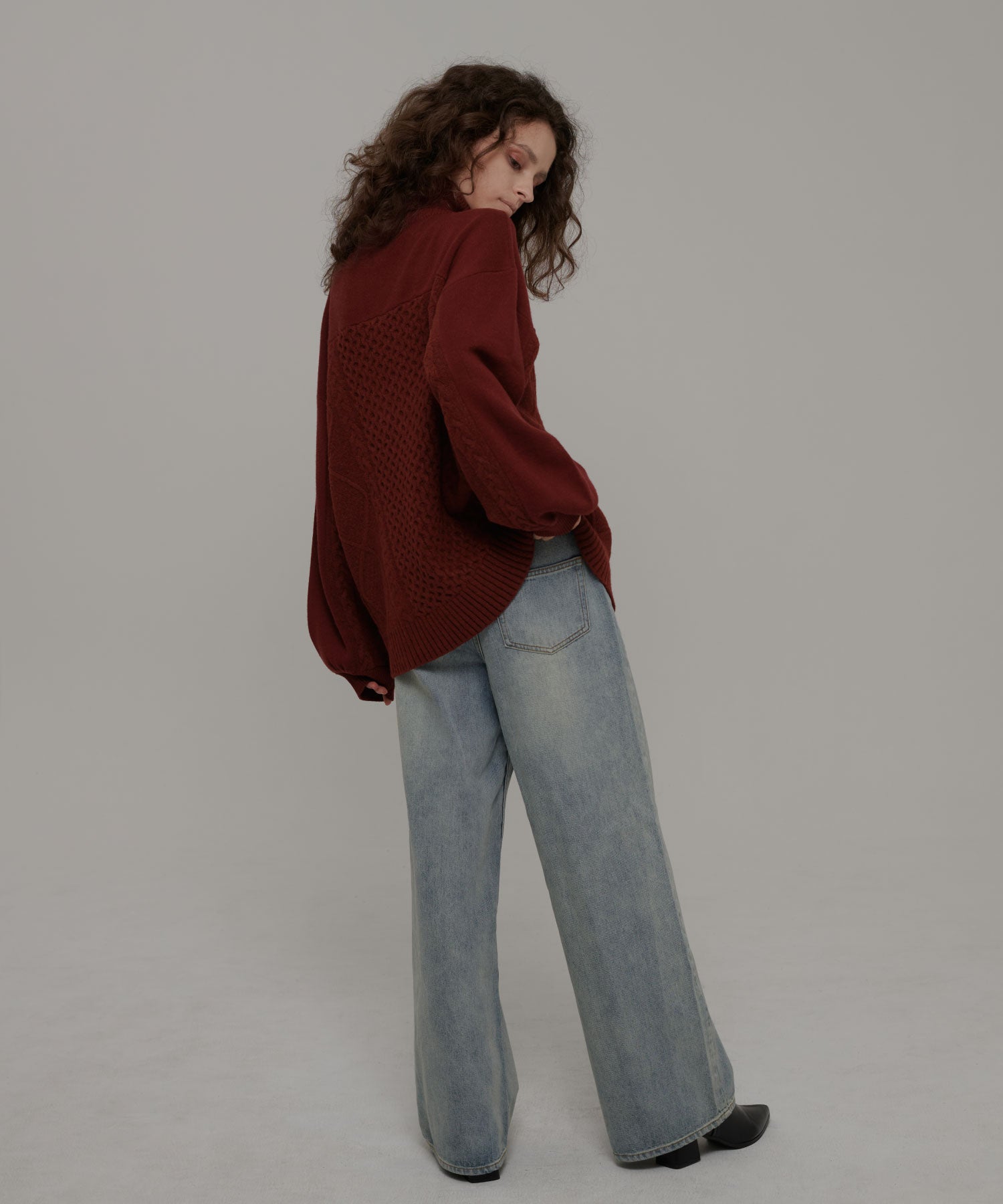 ラインエフェクトストレートワイドデニム