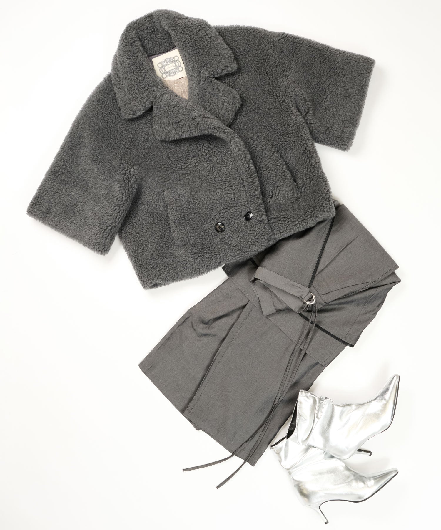 ウールアルパカ ベルスリーブショートコート/Teddy Bell Sleeve ShortCoat