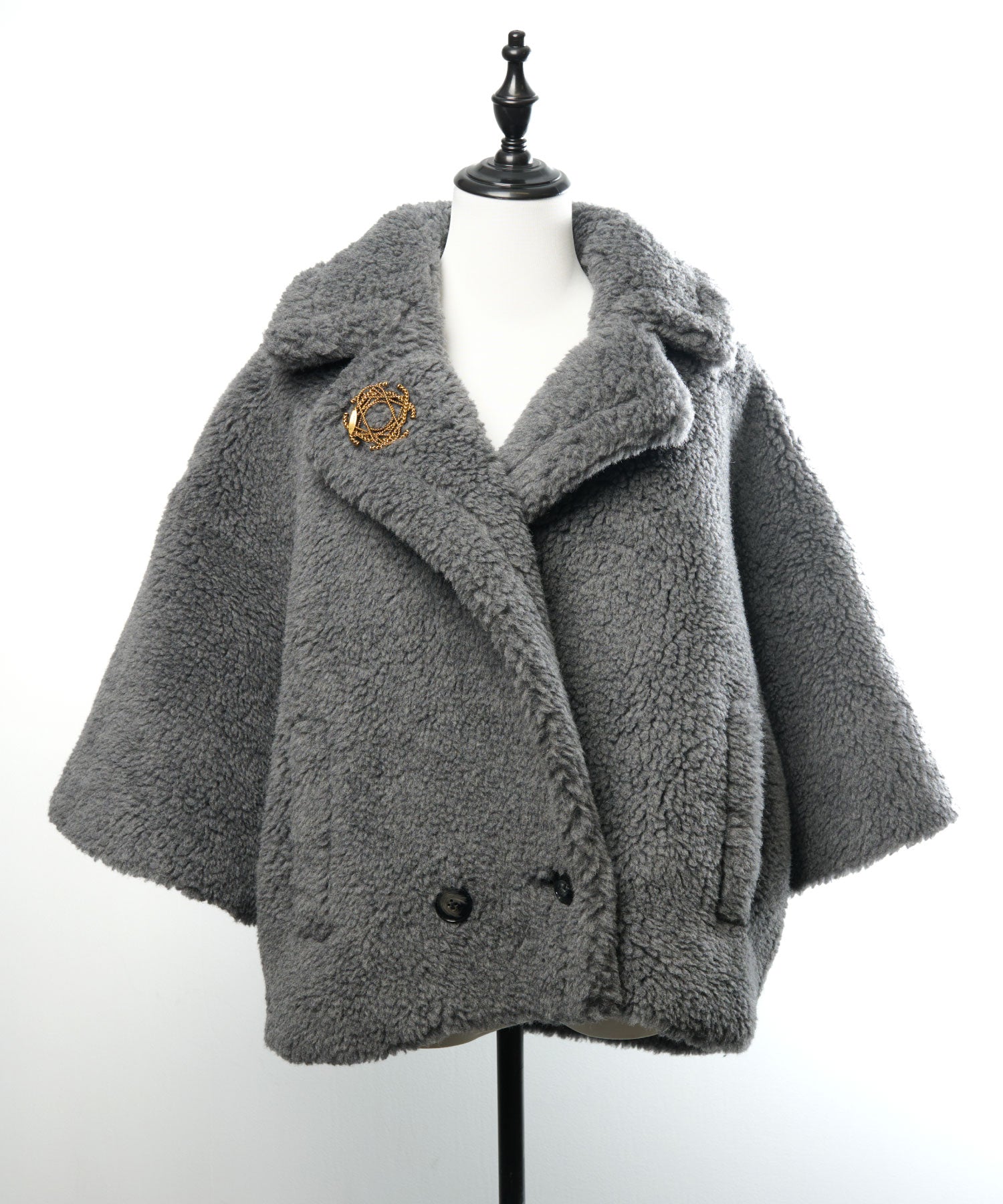 ウールアルパカ ベルスリーブショートコート/Teddy Bell Sleeve ShortCoat