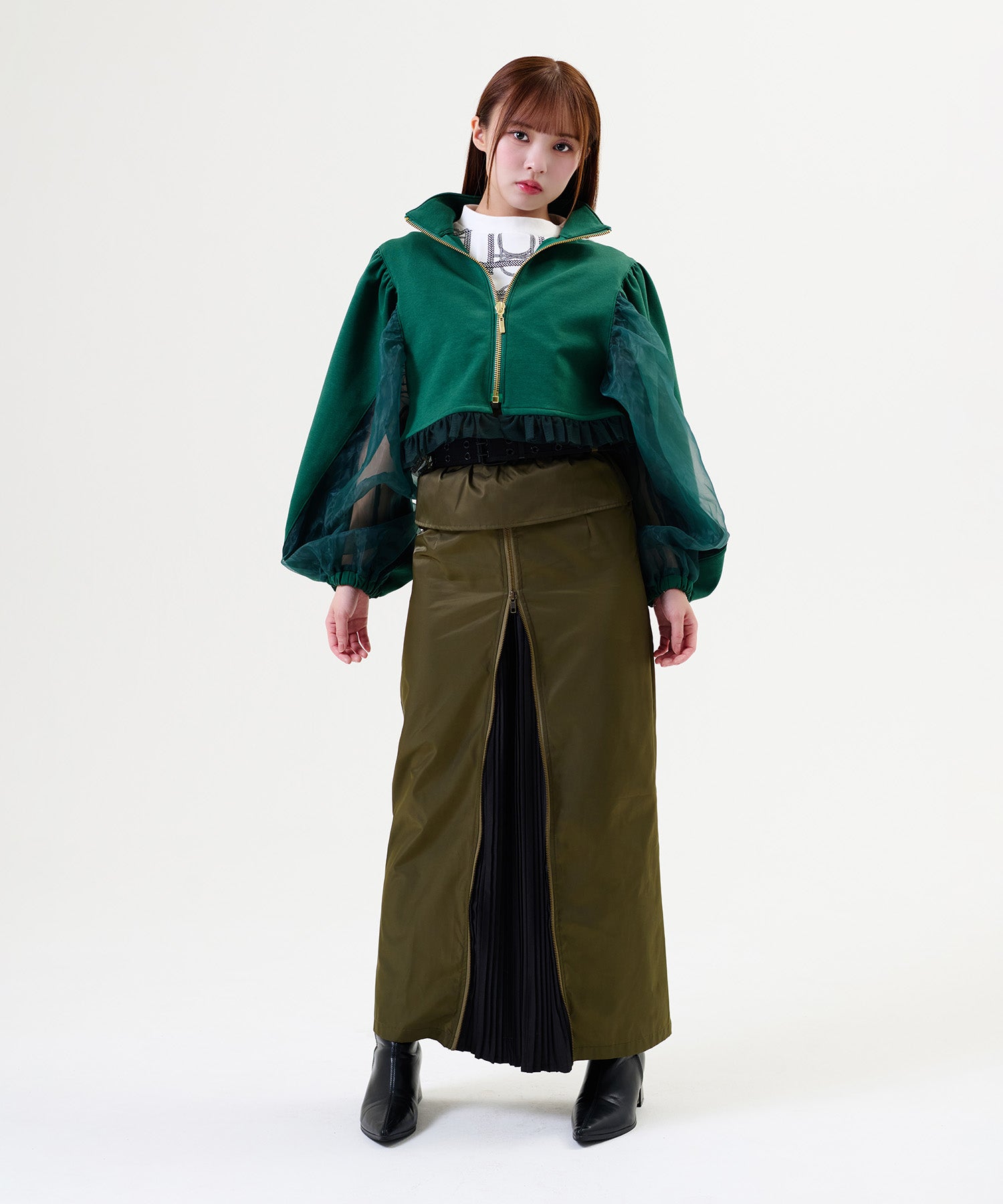 Side Line Sheer Cropped Blouson/サイドラインシアークロップド ブルゾン