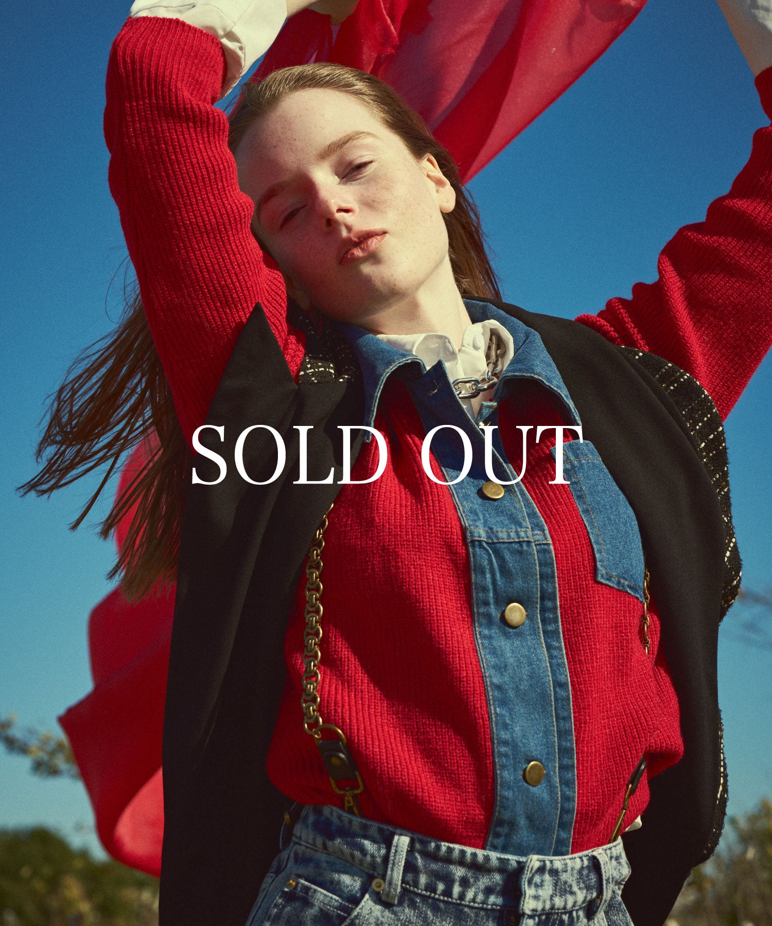 Denim-switch knit shirt