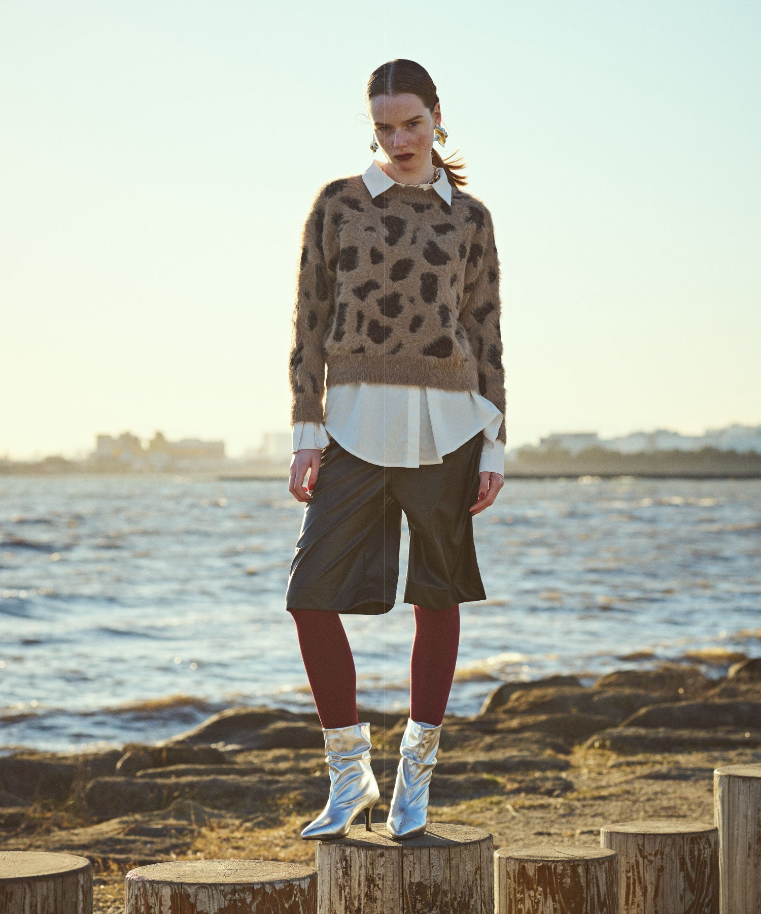 レオパード ニットプルオーバー