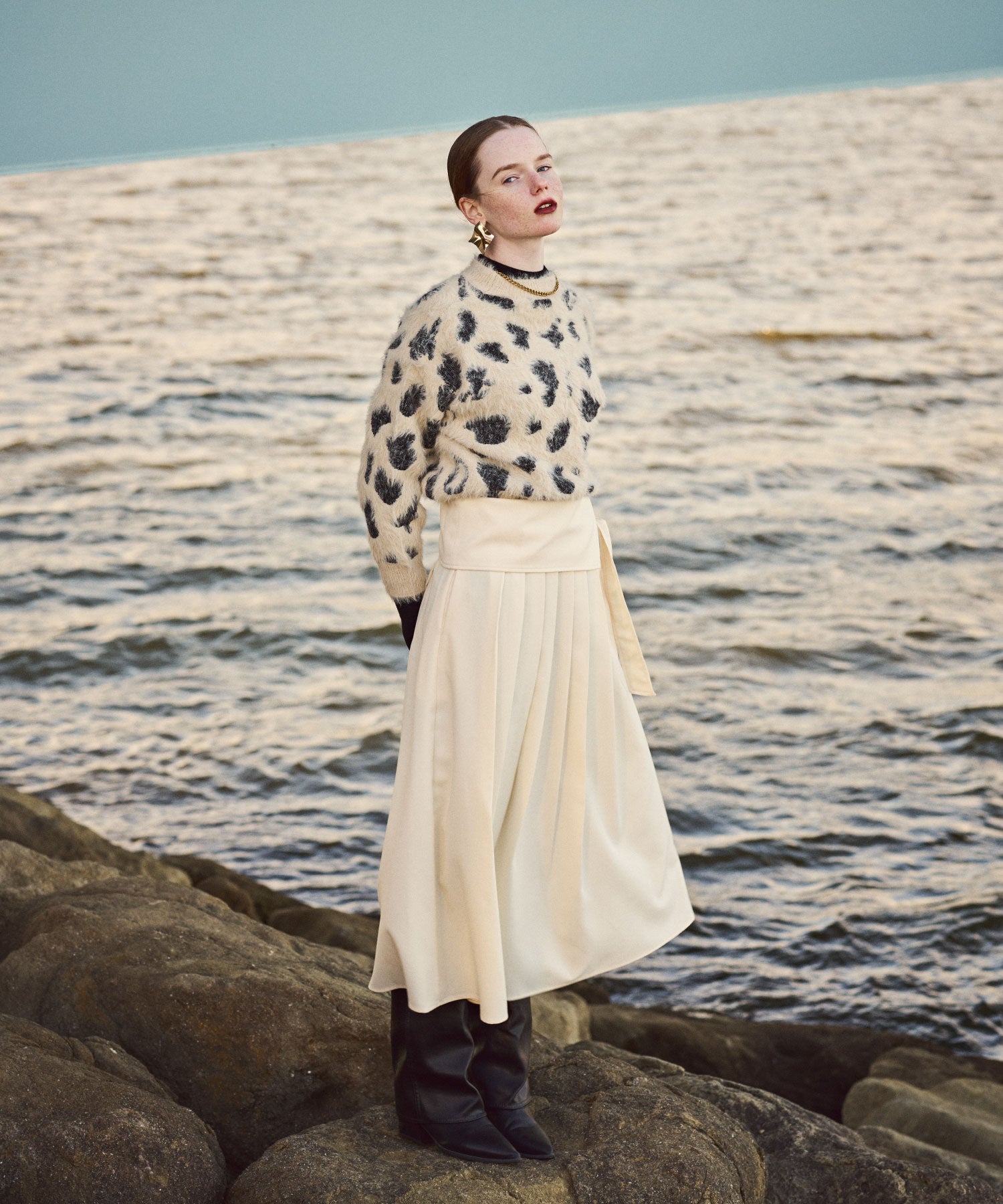 レオパード ニットプルオーバー