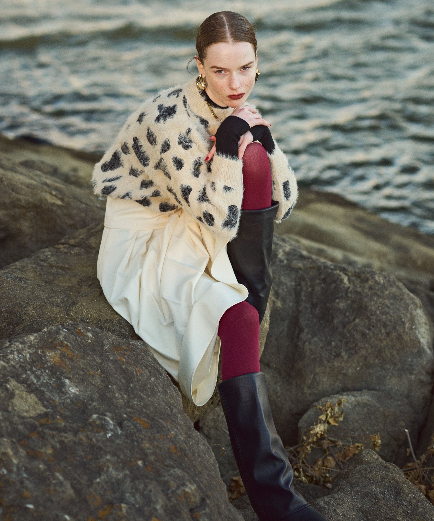 レオパード ニットプルオーバー