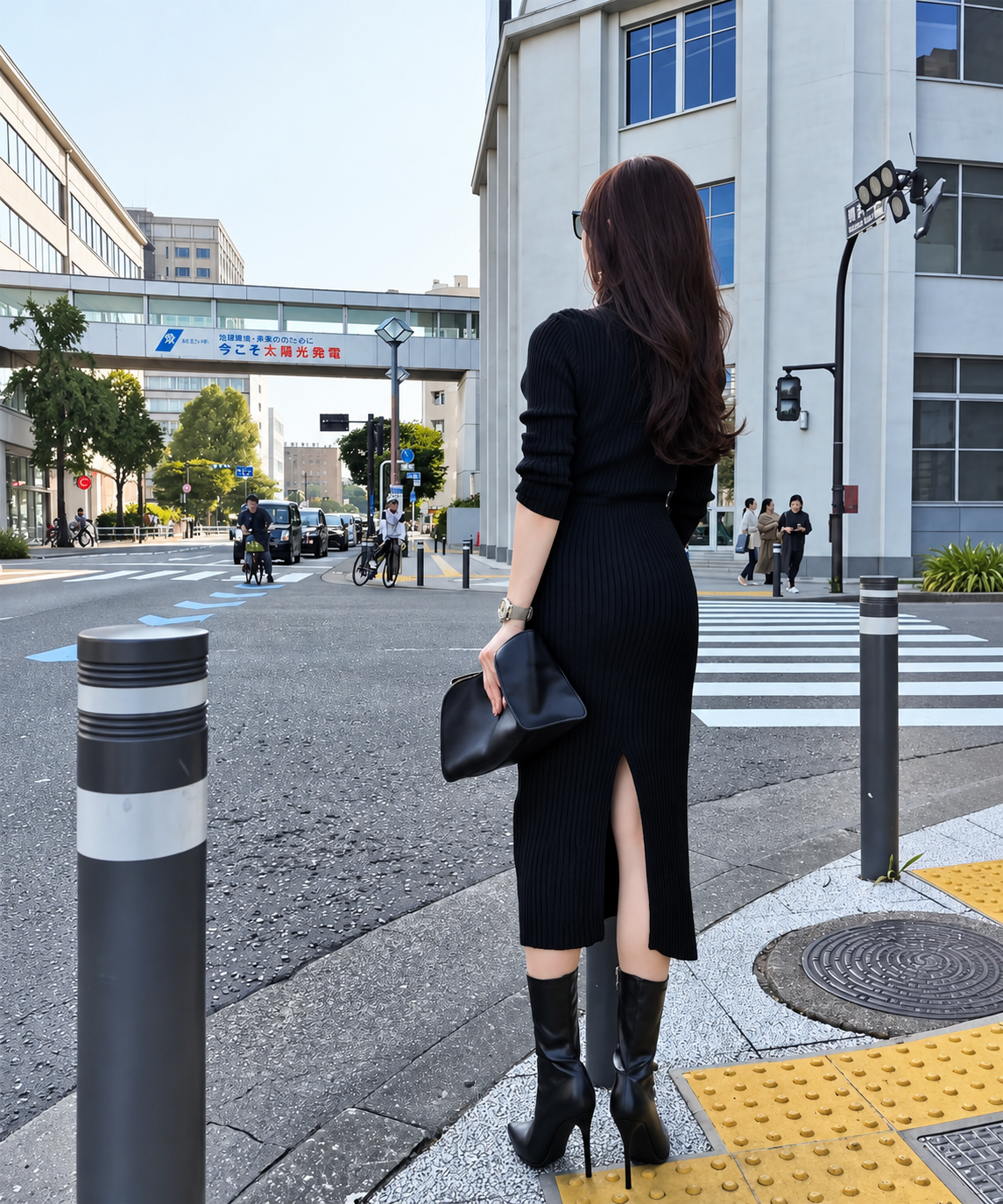 ハイネック リブニットワンピース