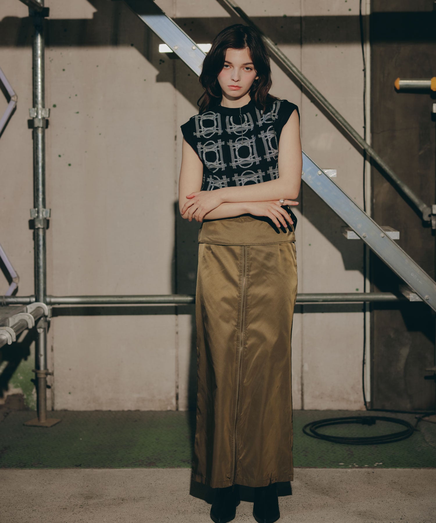 Pleat Shift Skirt/プリーツシフトスカート