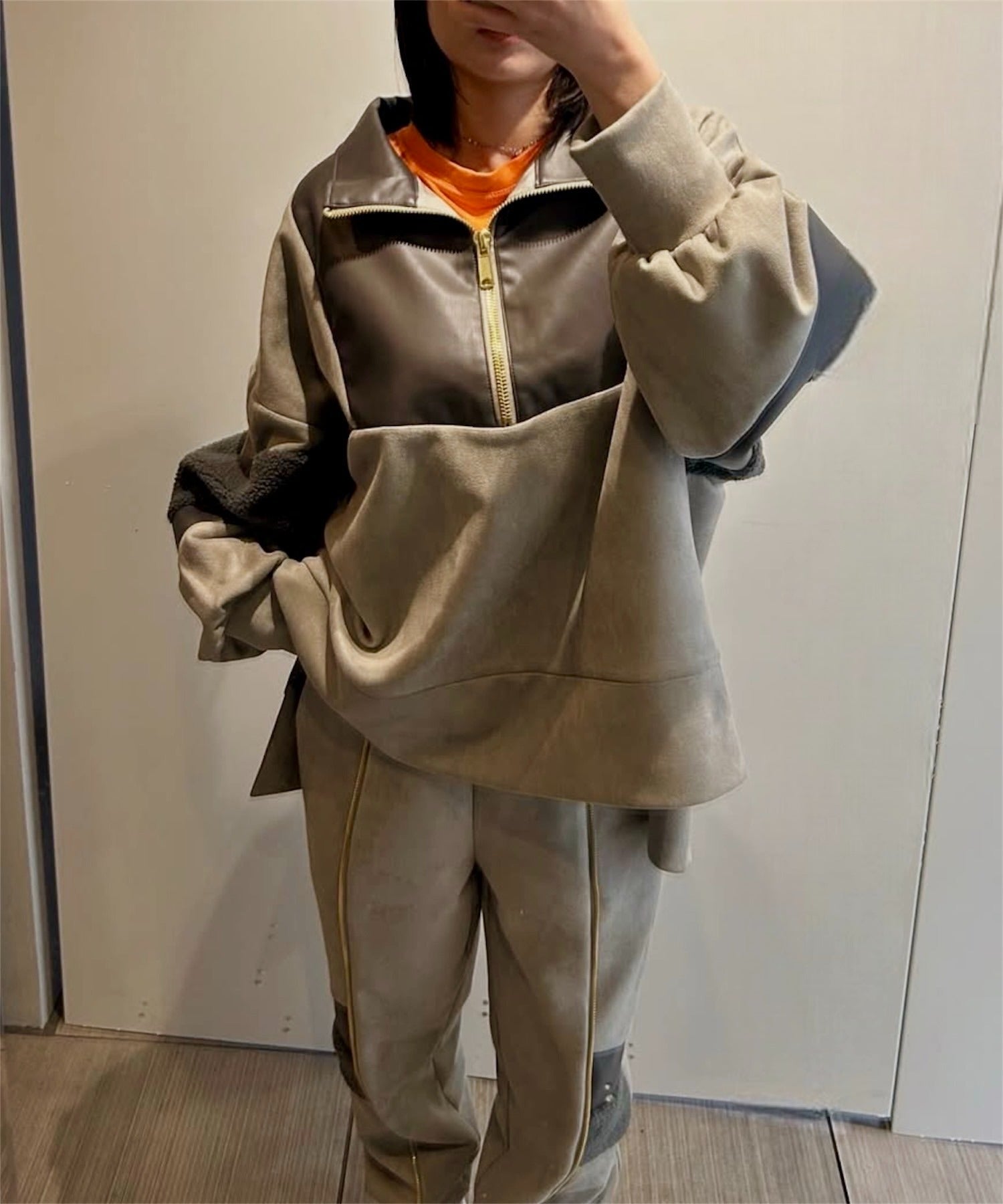 異素材切替スエットパンツ(サイズ対応/セットアップ対応)