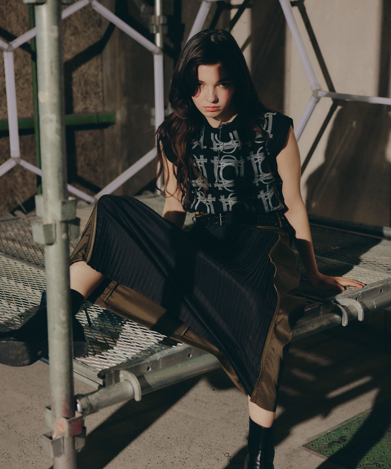 Pleat Shift Skirt/プリーツシフトスカート