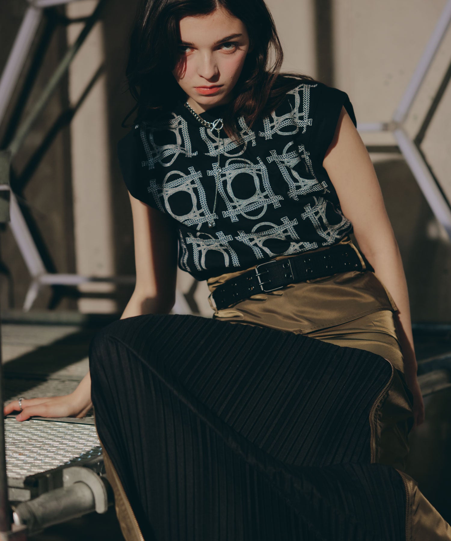 Pleat Shift Skirt/プリーツシフトスカート