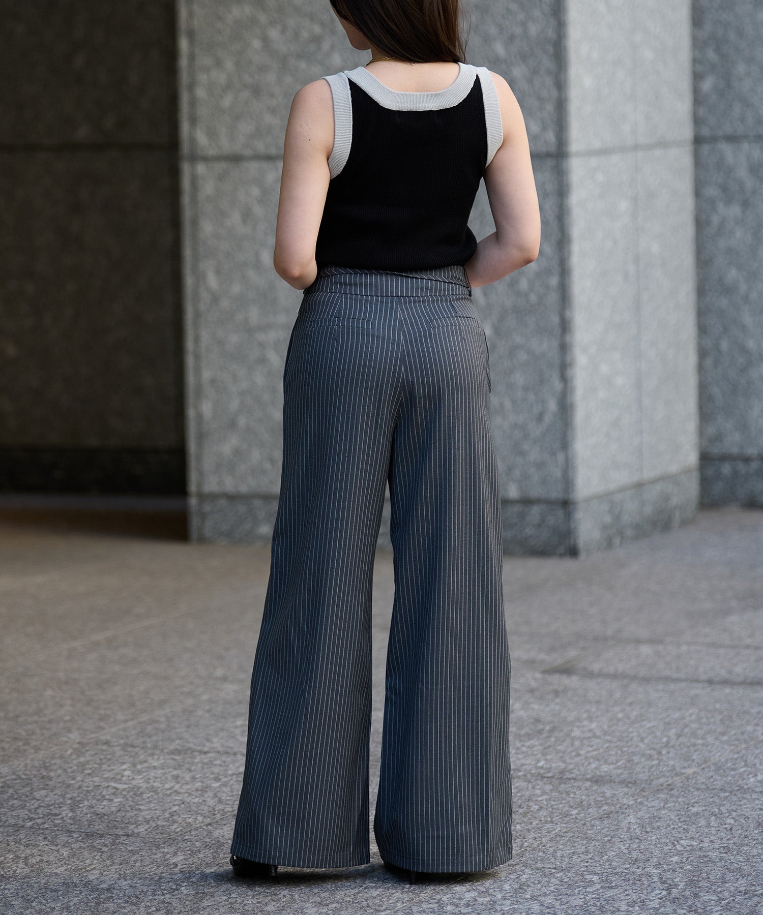 アームバイカラータンク(配色ディテールで大人映え)/Arm Bicolor Knit Tank