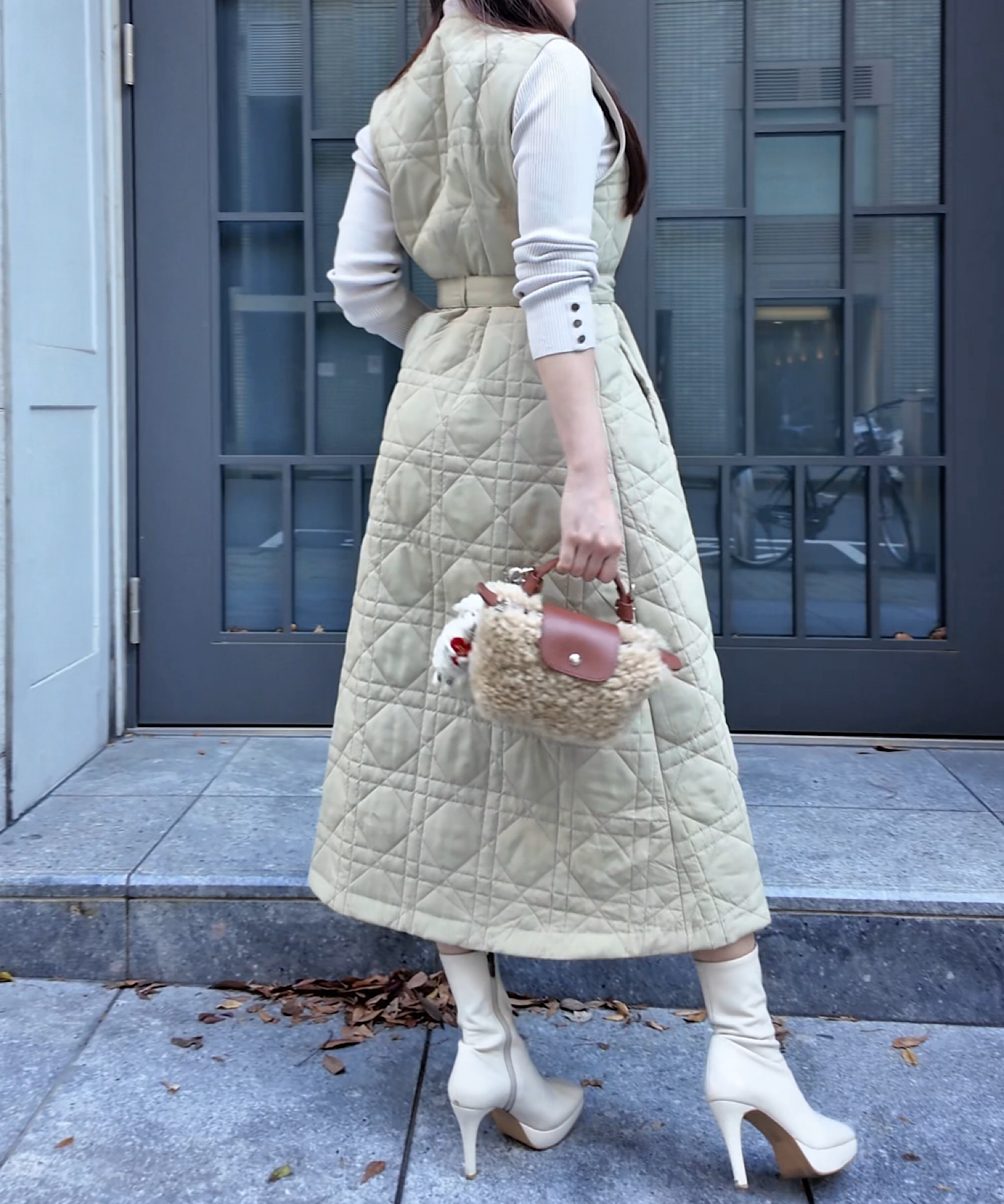 キルティングロングジレワンピース