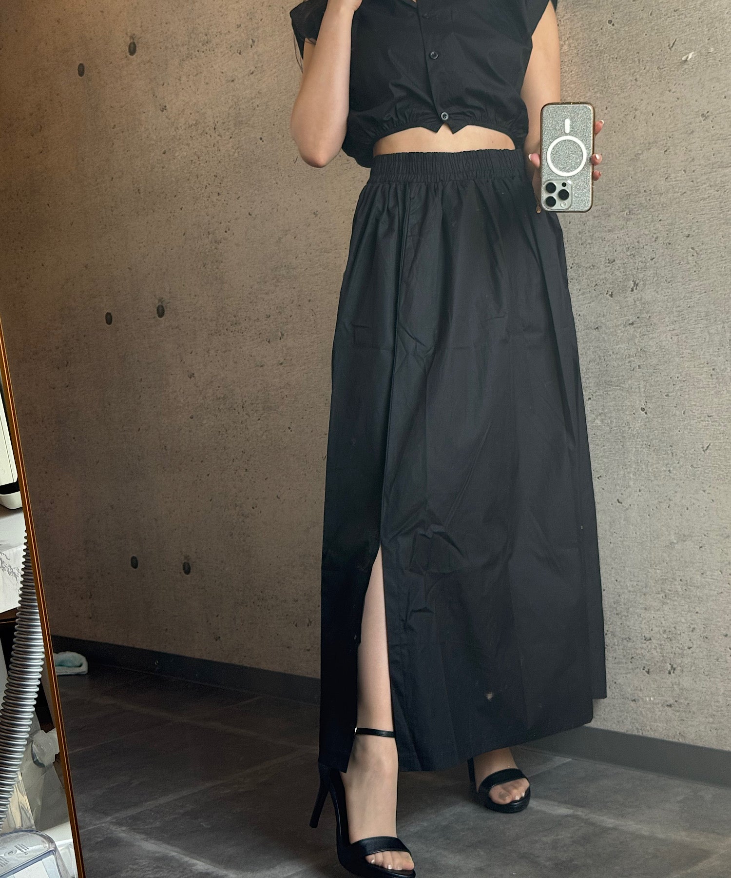 コンパクトシャツ&スカートセット(美バランスで魅せるセットアップ)/Compact Shirt & Skirt Set