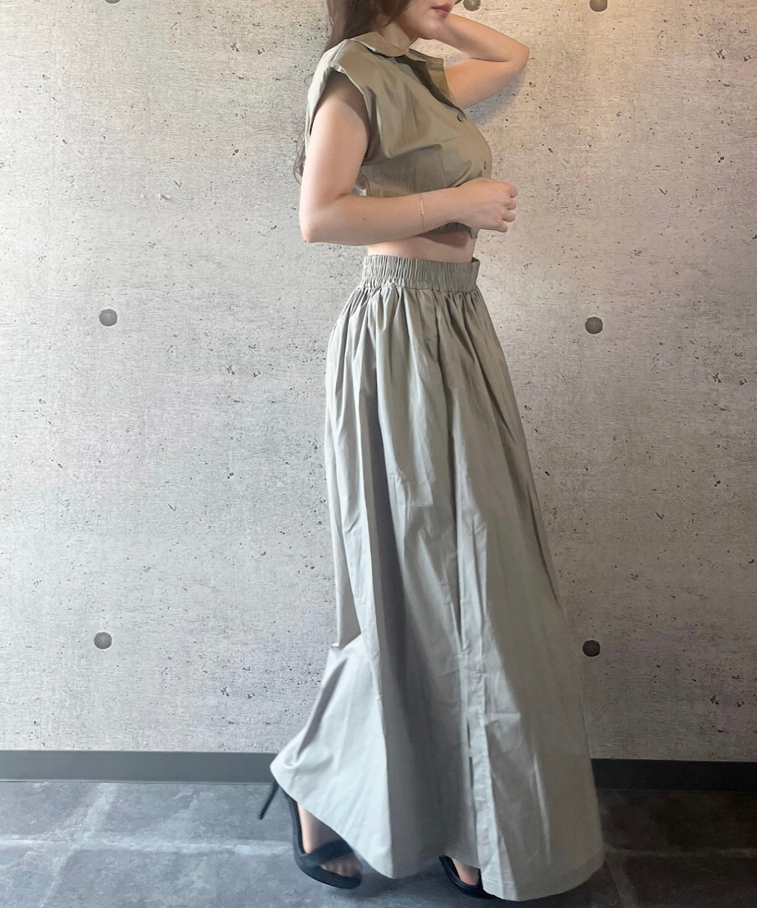 コンパクトシャツ&スカートセット(美バランスで魅せるセットアップ)/Compact Shirt & Skirt Set