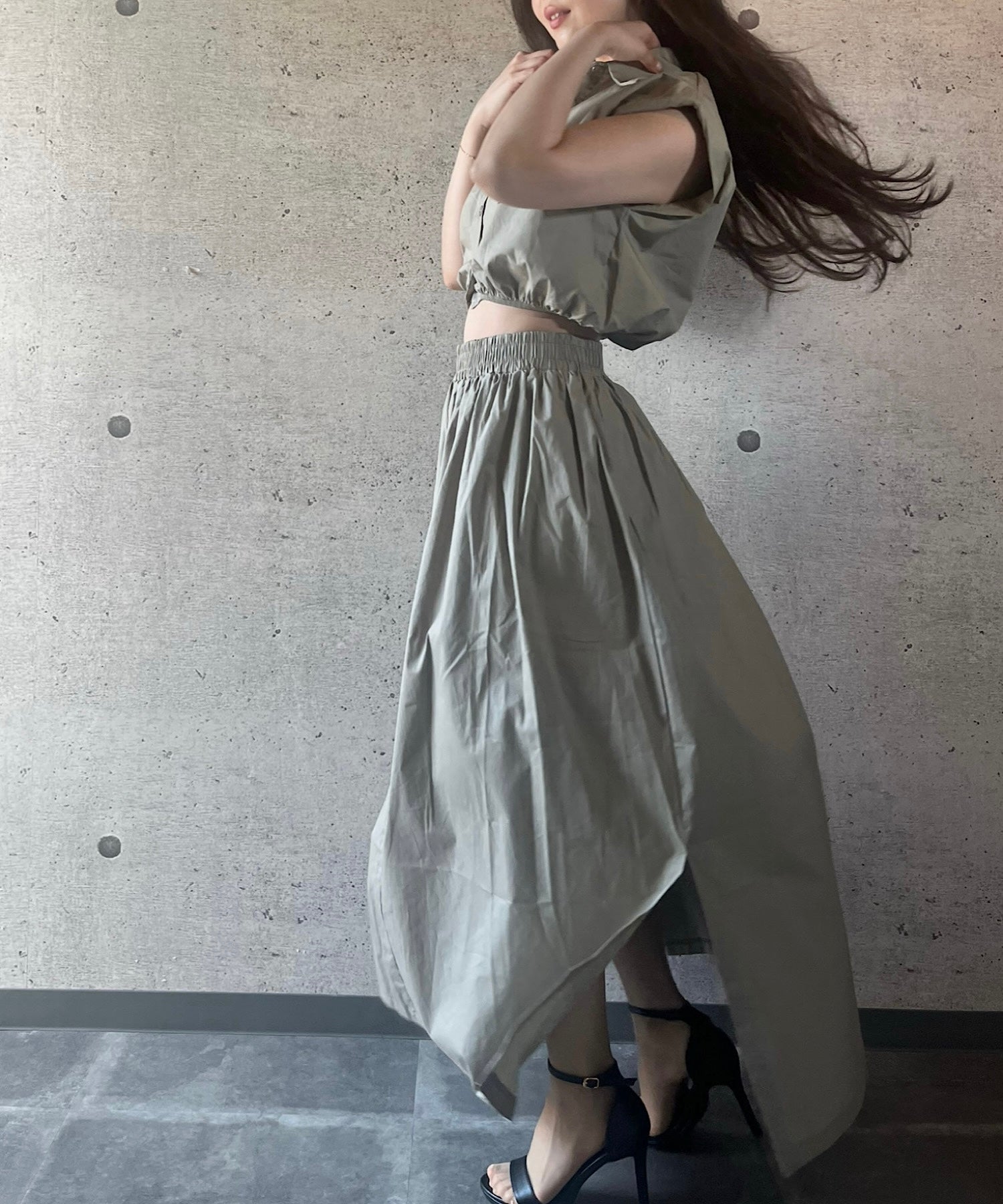 コンパクトシャツ&スカートセット(美バランスで魅せるセットアップ)/Compact Shirt & Skirt Set