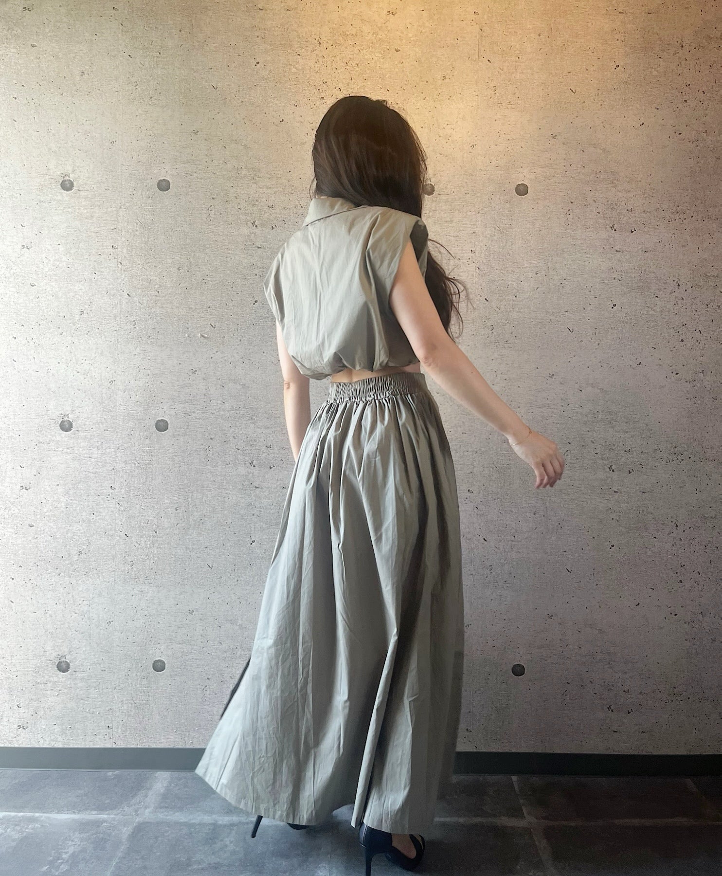 コンパクトシャツ&スカートセット(美バランスで魅せるセットアップ)/Compact Shirt & Skirt Set