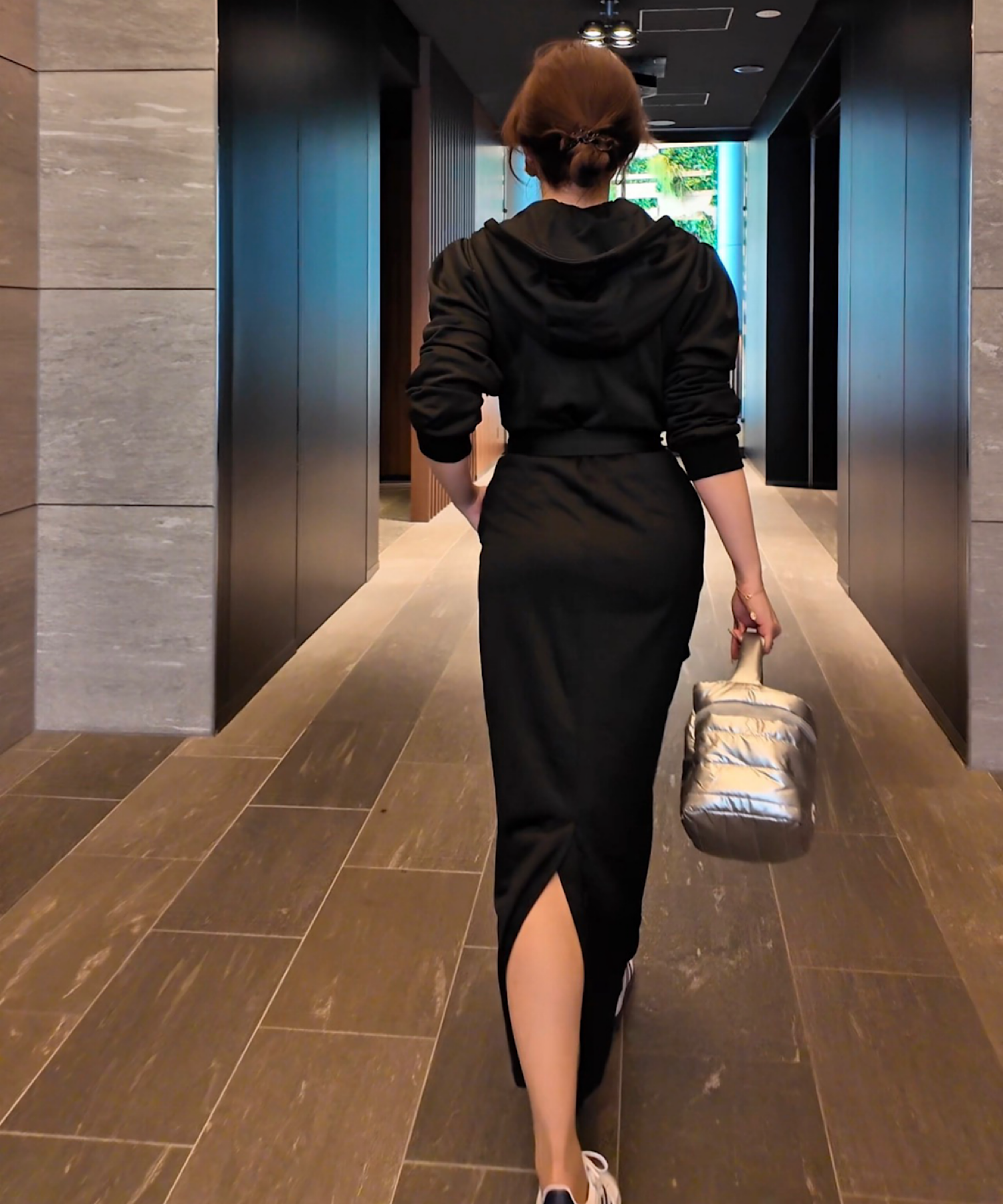 【一部ご予約商品】ピンタック・フーディワンピース