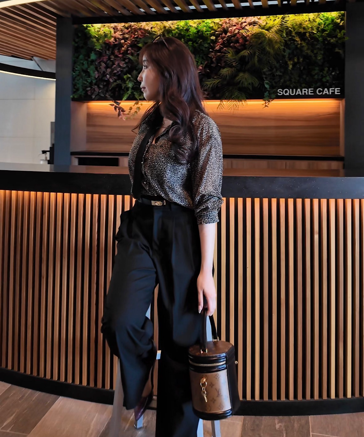 レオパード柄 シアーボウタイブラウス