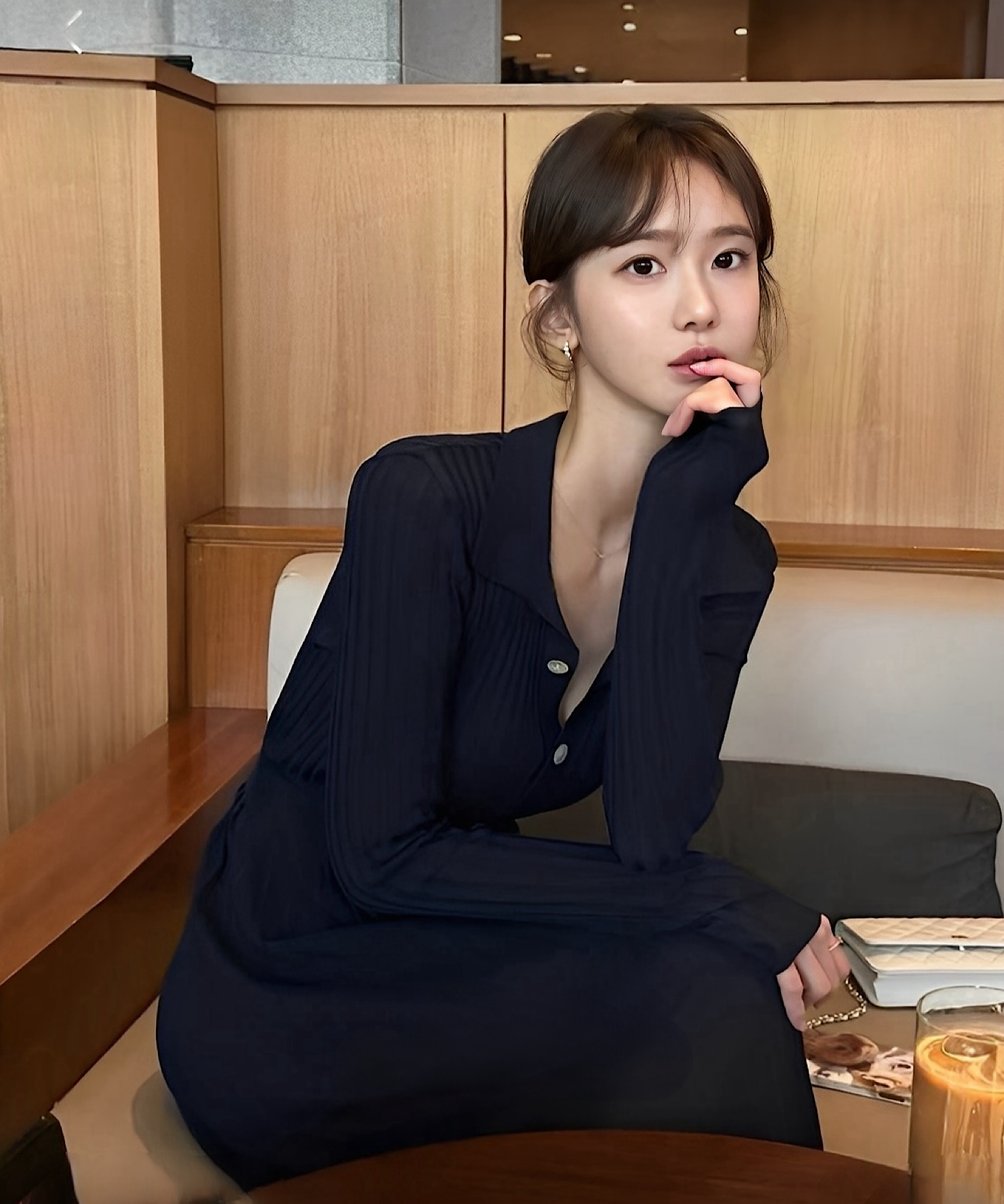 ウエストシェイプリブニットワンピース/Waist-Shape Rib Knit Dress