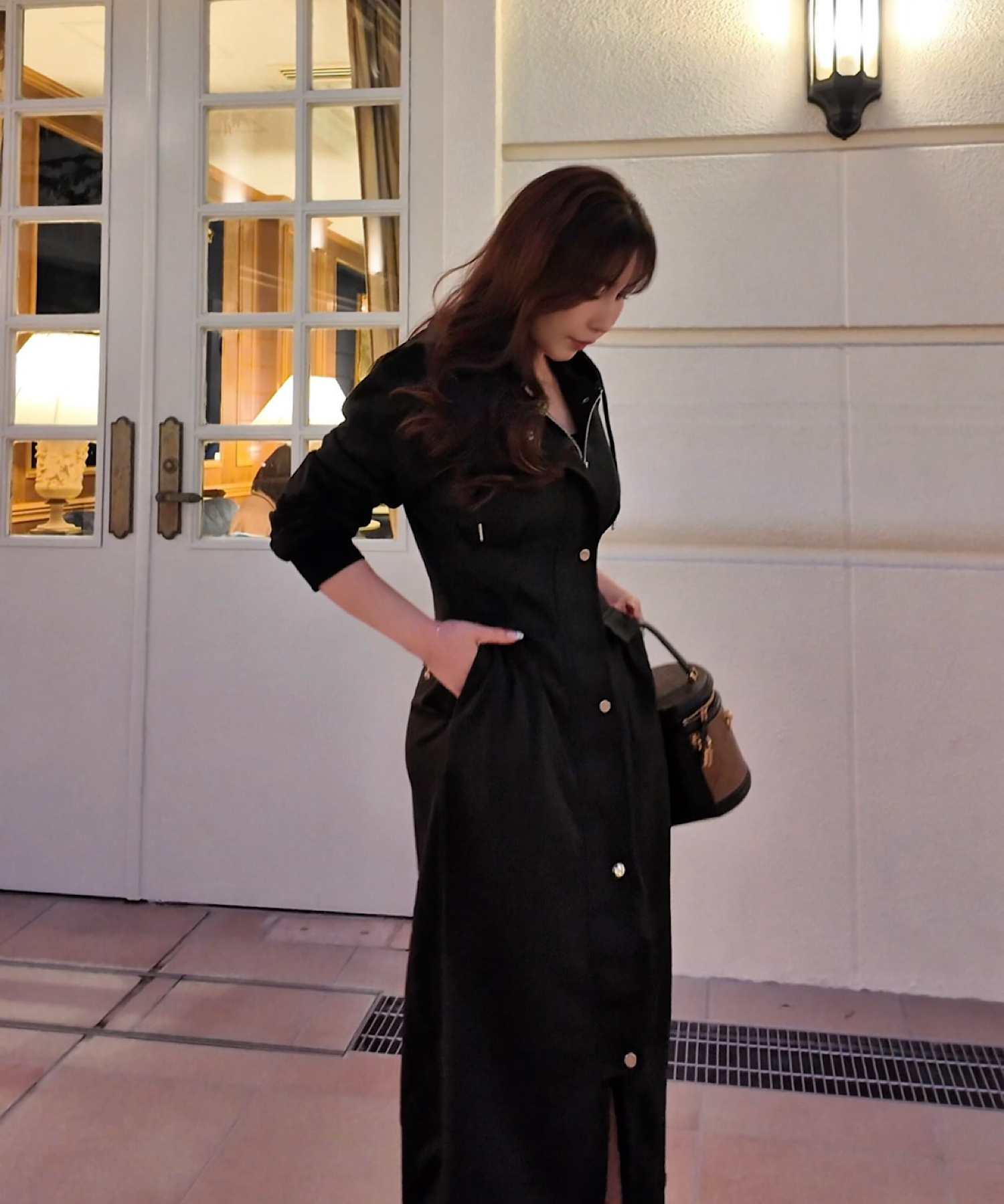 【一部ご予約商品】ピンタック・フーディワンピース