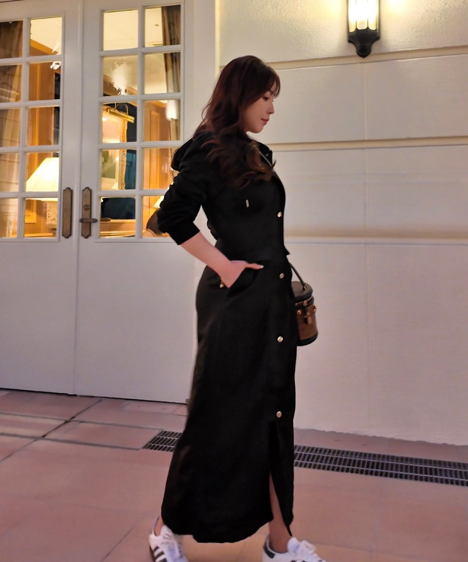 【一部ご予約商品】ピンタック・フーディワンピース