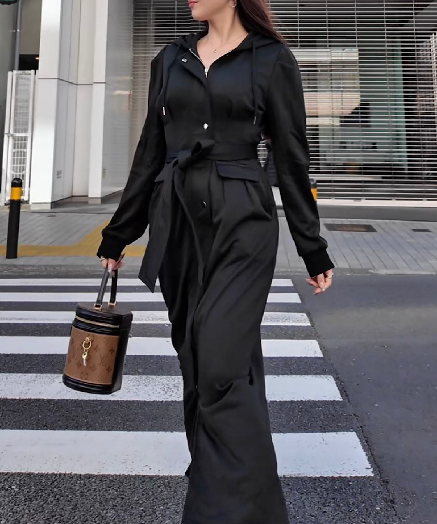 【一部ご予約商品】ピンタック・フーディワンピース