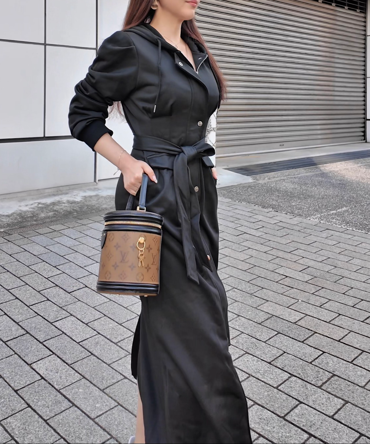 【一部ご予約商品】ピンタック・フーディワンピース