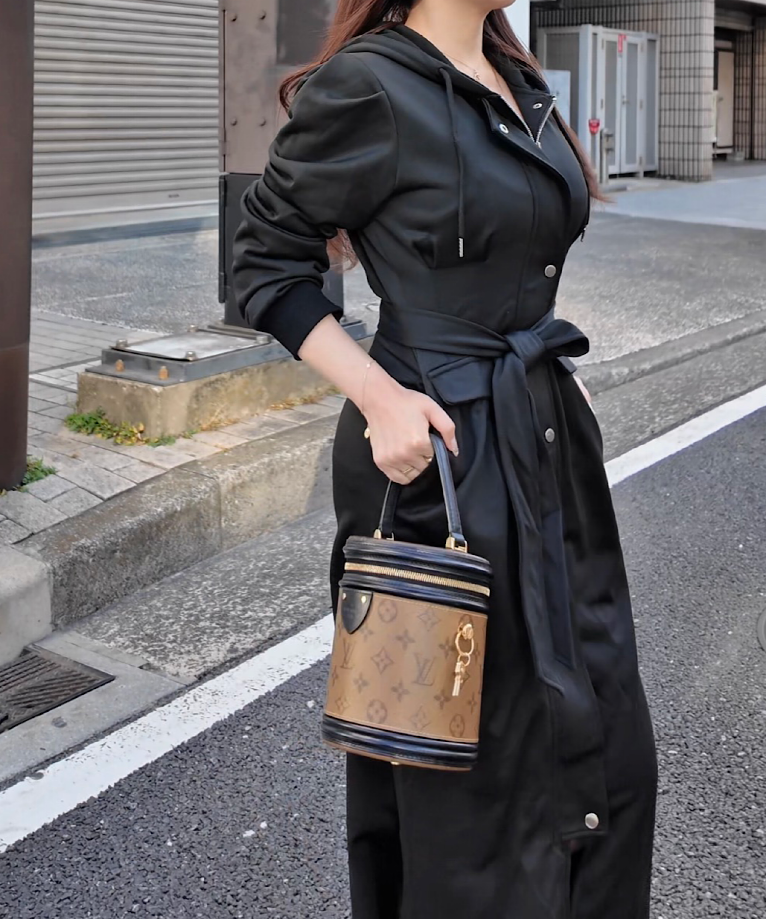 【一部ご予約商品】ピンタック・フーディワンピース