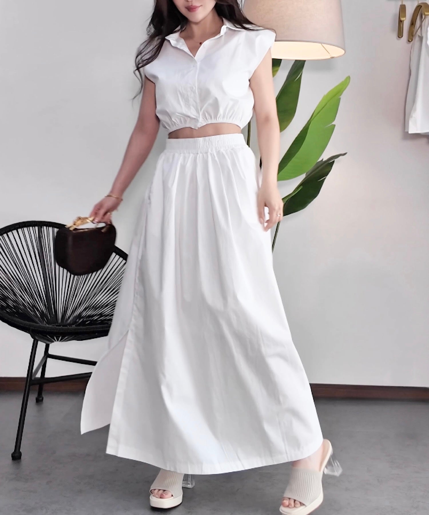 コンパクトシャツ&スカートセット(美バランスで魅せるセットアップ)/Compact Shirt & Skirt Set
