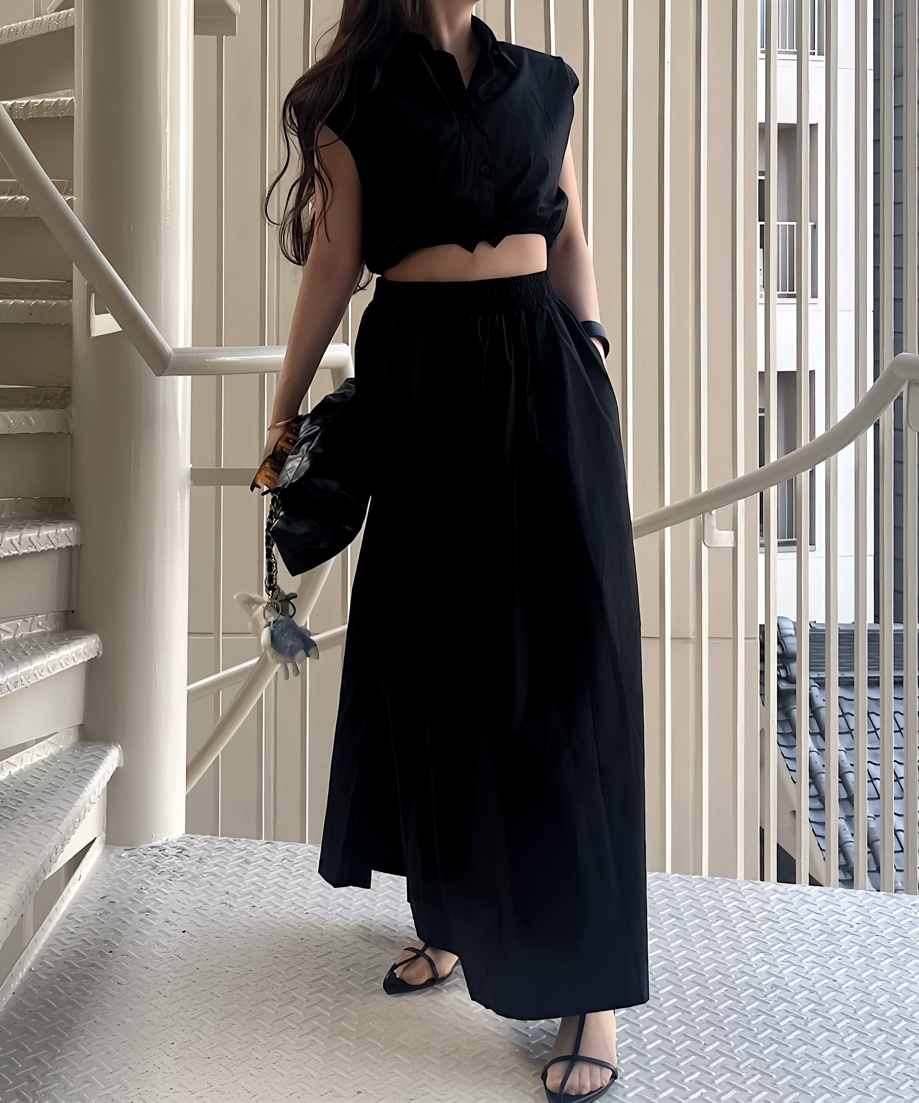 コンパクトシャツ&スカートセット(美バランスで魅せるセットアップ)/Compact Shirt & Skirt Set