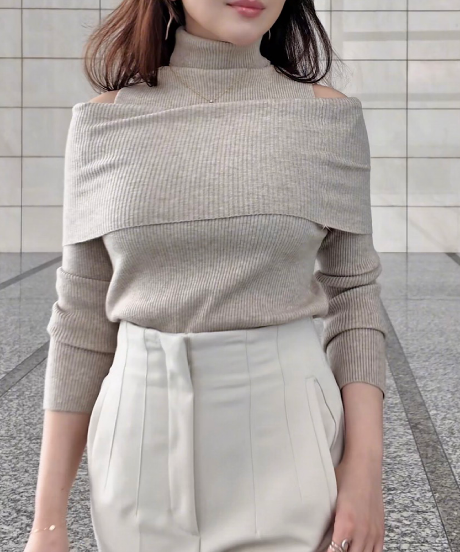 2wayスリムリブトップス