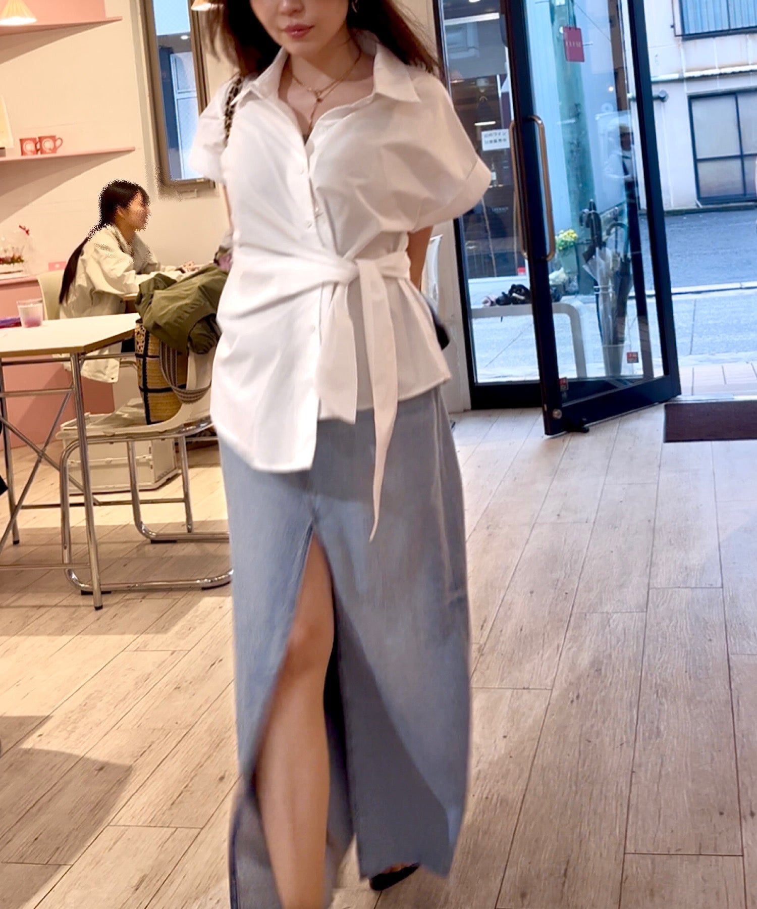 アシメラップ 半袖シャツ(結びディテールでサマになる)/ベリーシルエット