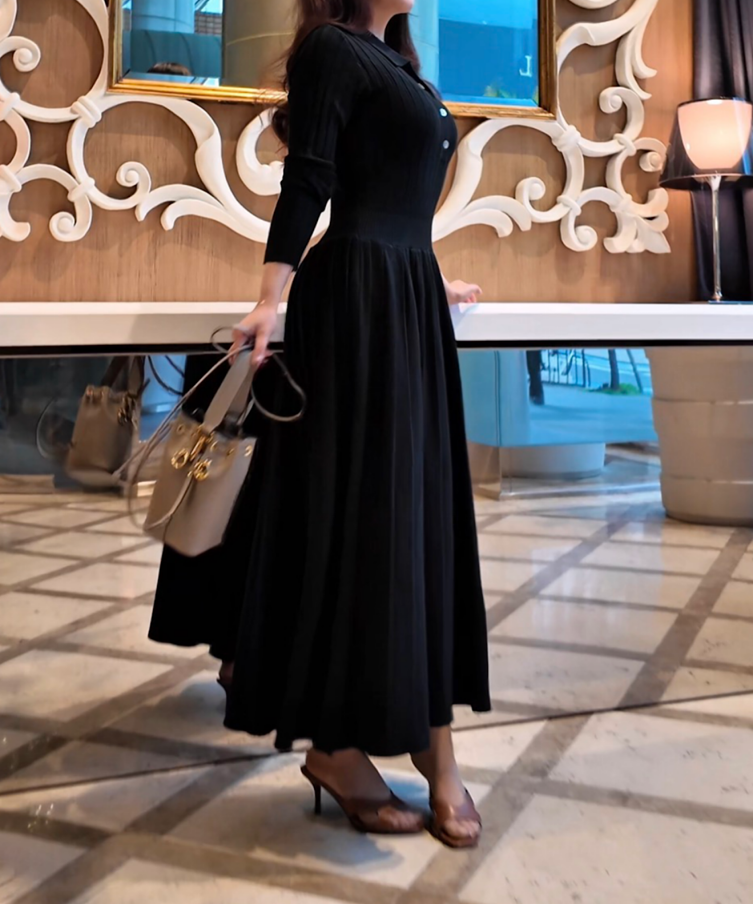 【一部ご予約商品】ウエストシェイプリブニットワンピース