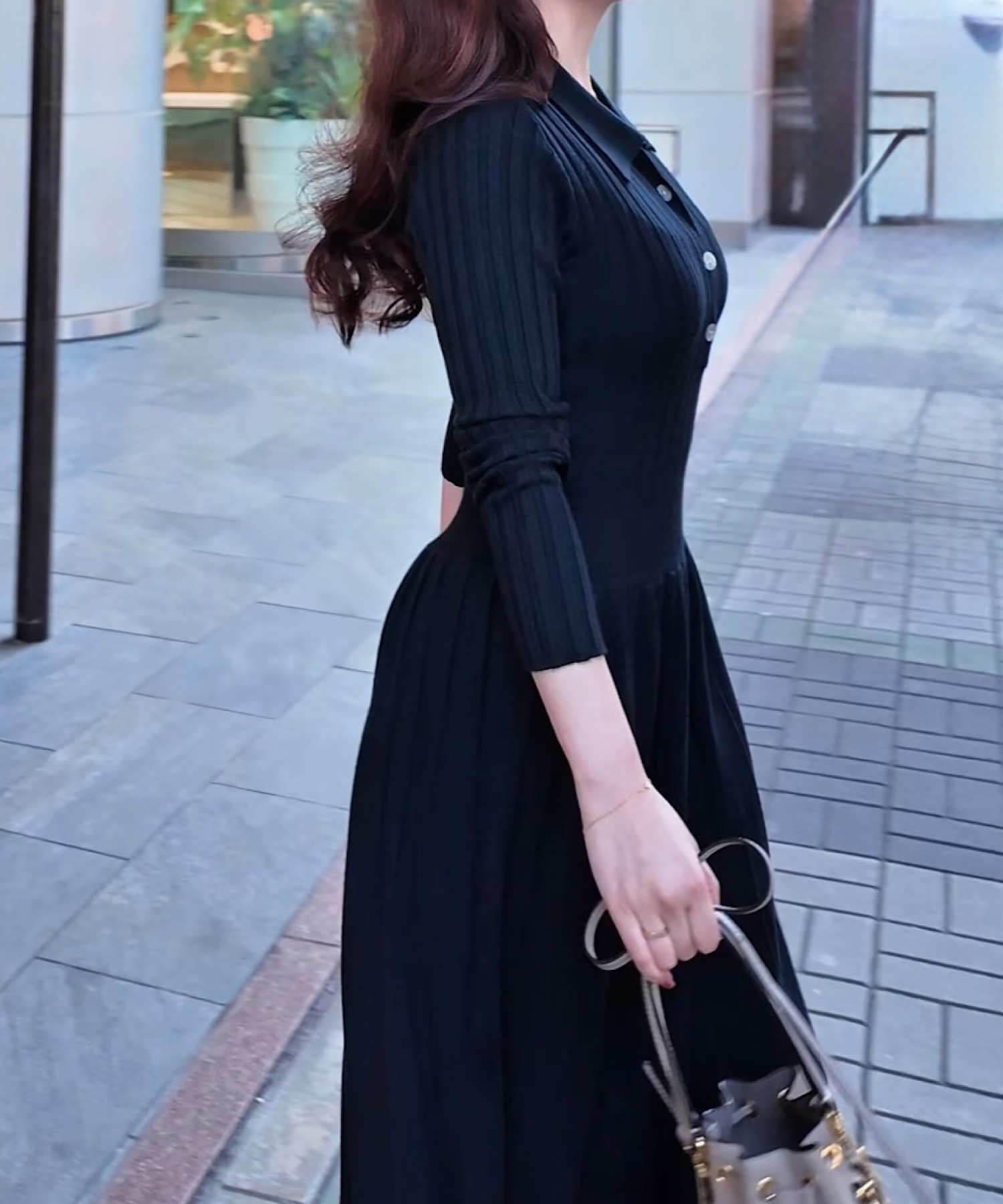 【一部ご予約商品】ウエストシェイプリブニットワンピース