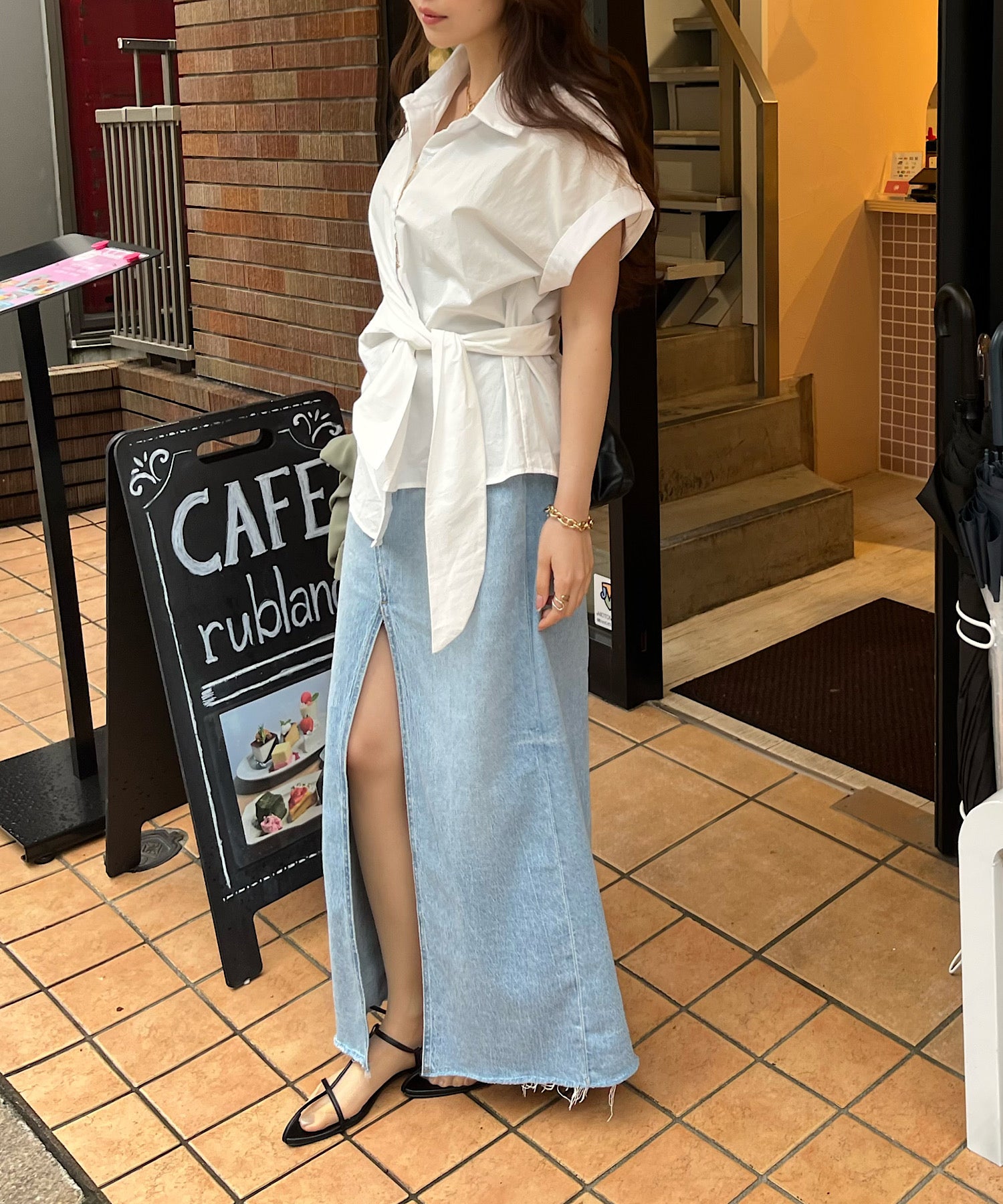 アシメラップ 半袖シャツ(結びディテールでサマになる)/ベリーシルエット