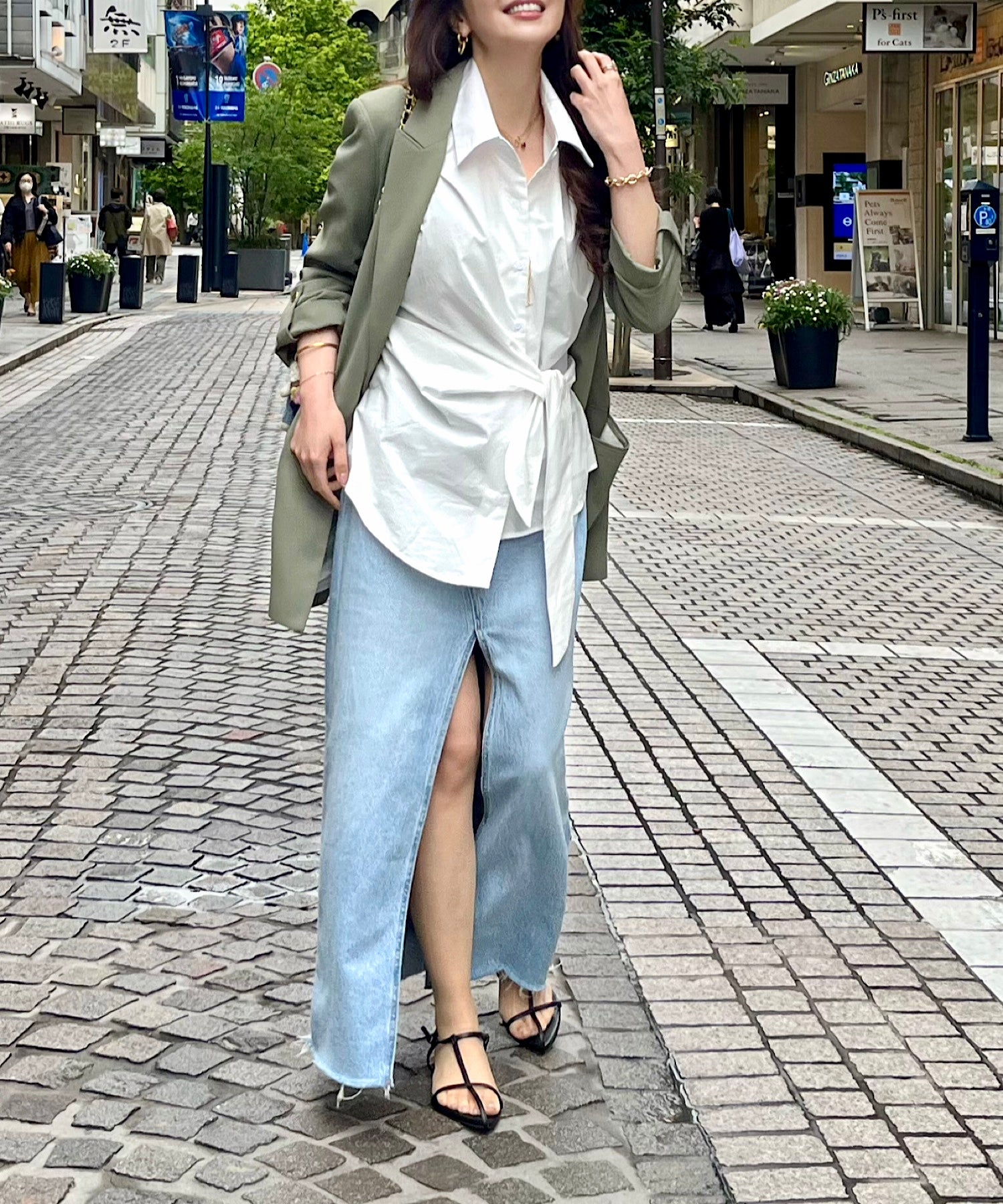 アシメラップ 半袖シャツ(結びディテールでサマになる)/ベリーシルエット