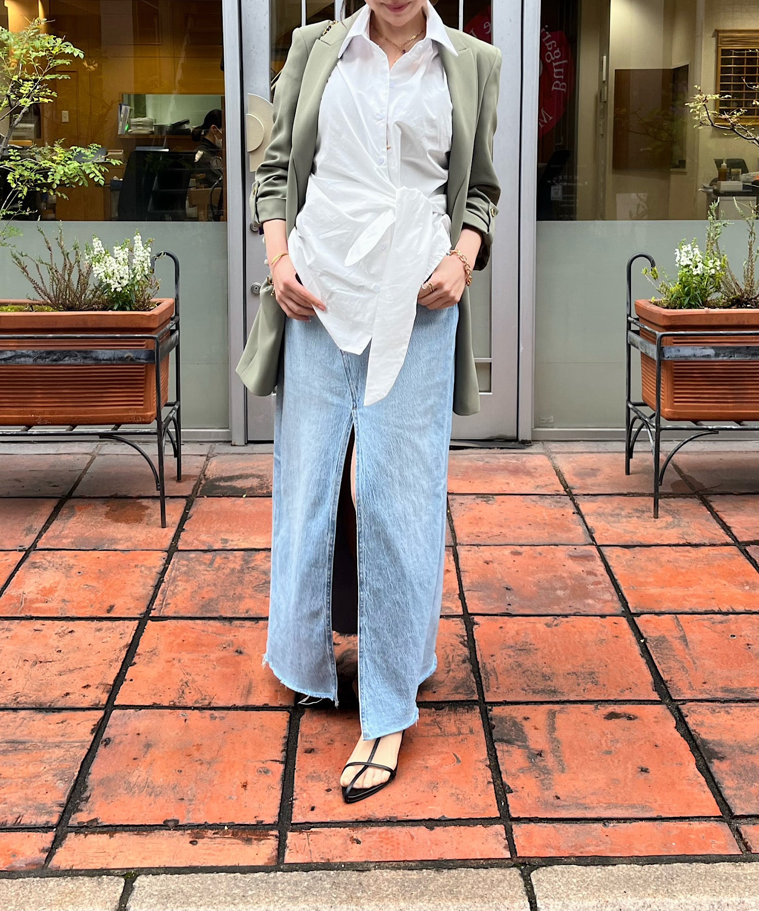 アシメラップ 半袖シャツ(結びディテールでサマになる)/ベリーシルエット