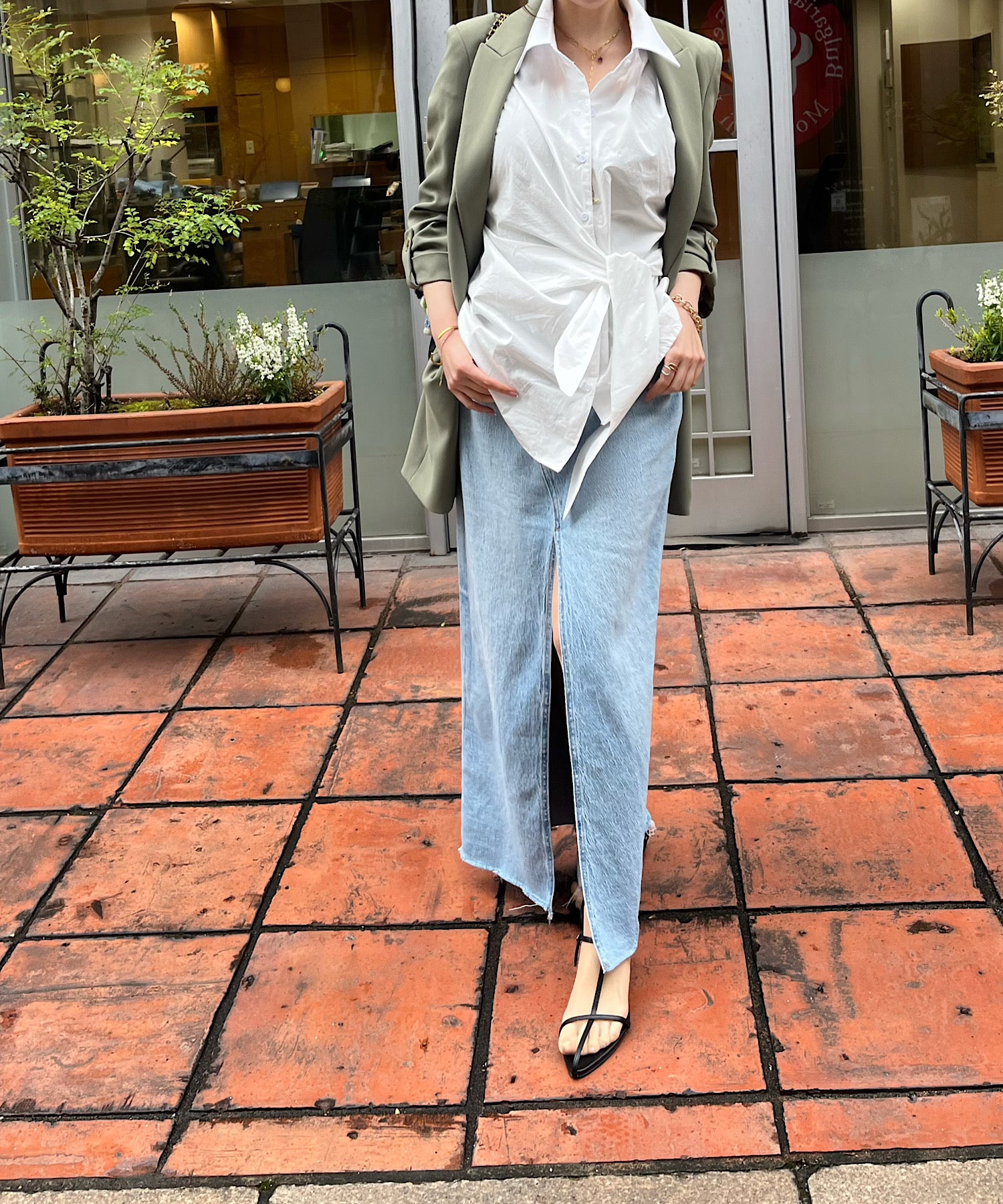 アシメラップ 半袖シャツ(結びディテールでサマになる)/ベリーシルエット