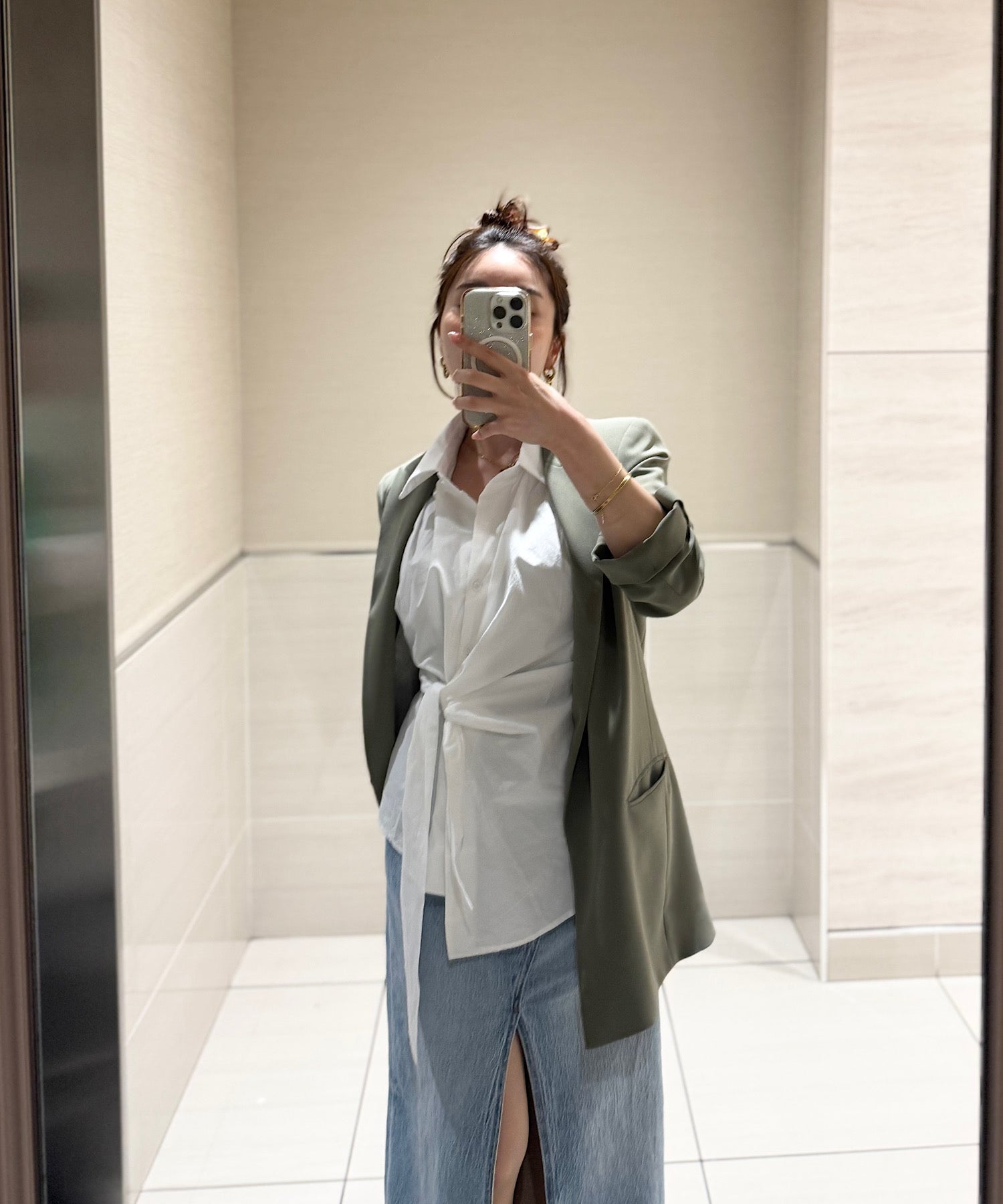 アシメラップ 半袖シャツ(結びディテールでサマになる)/ベリーシルエット