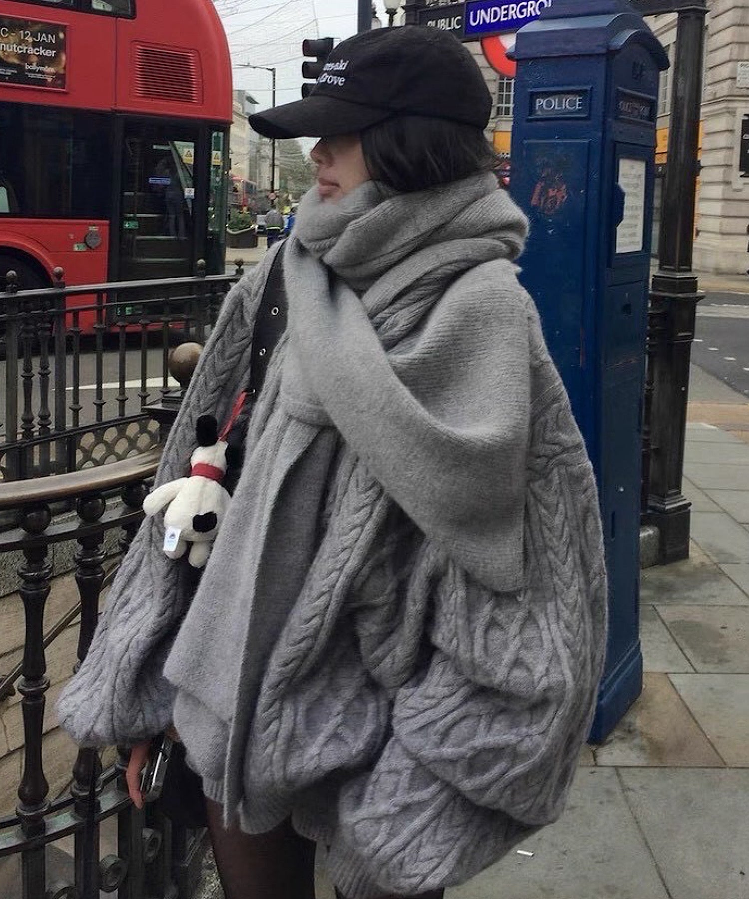 ボリュームケーブル&スヌード ニット3点セット