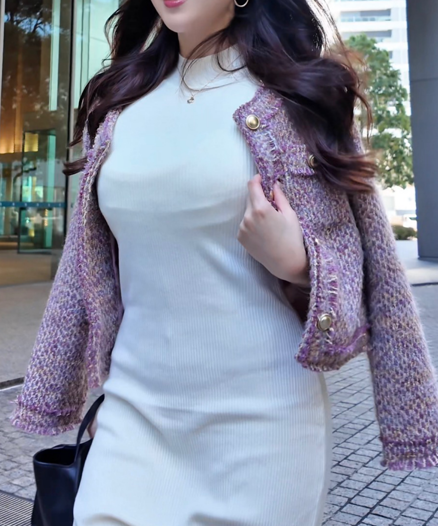 フリンジツイード ノーカラージャケット