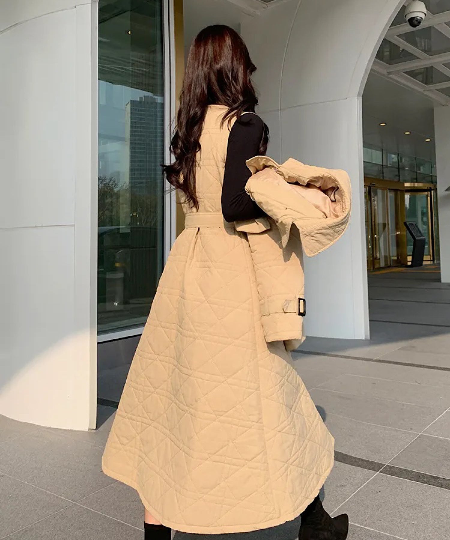 キルティングロングジレワンピース