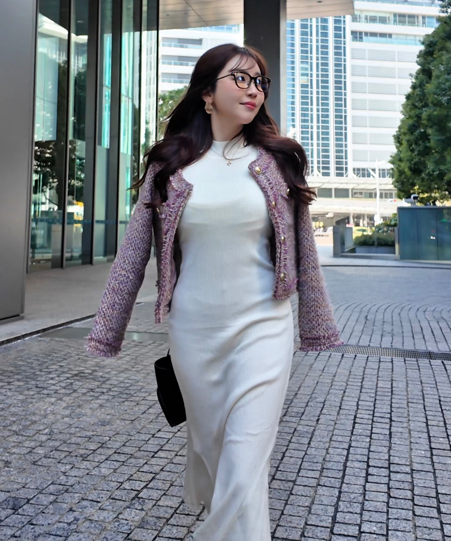 フリンジツイード ノーカラージャケット