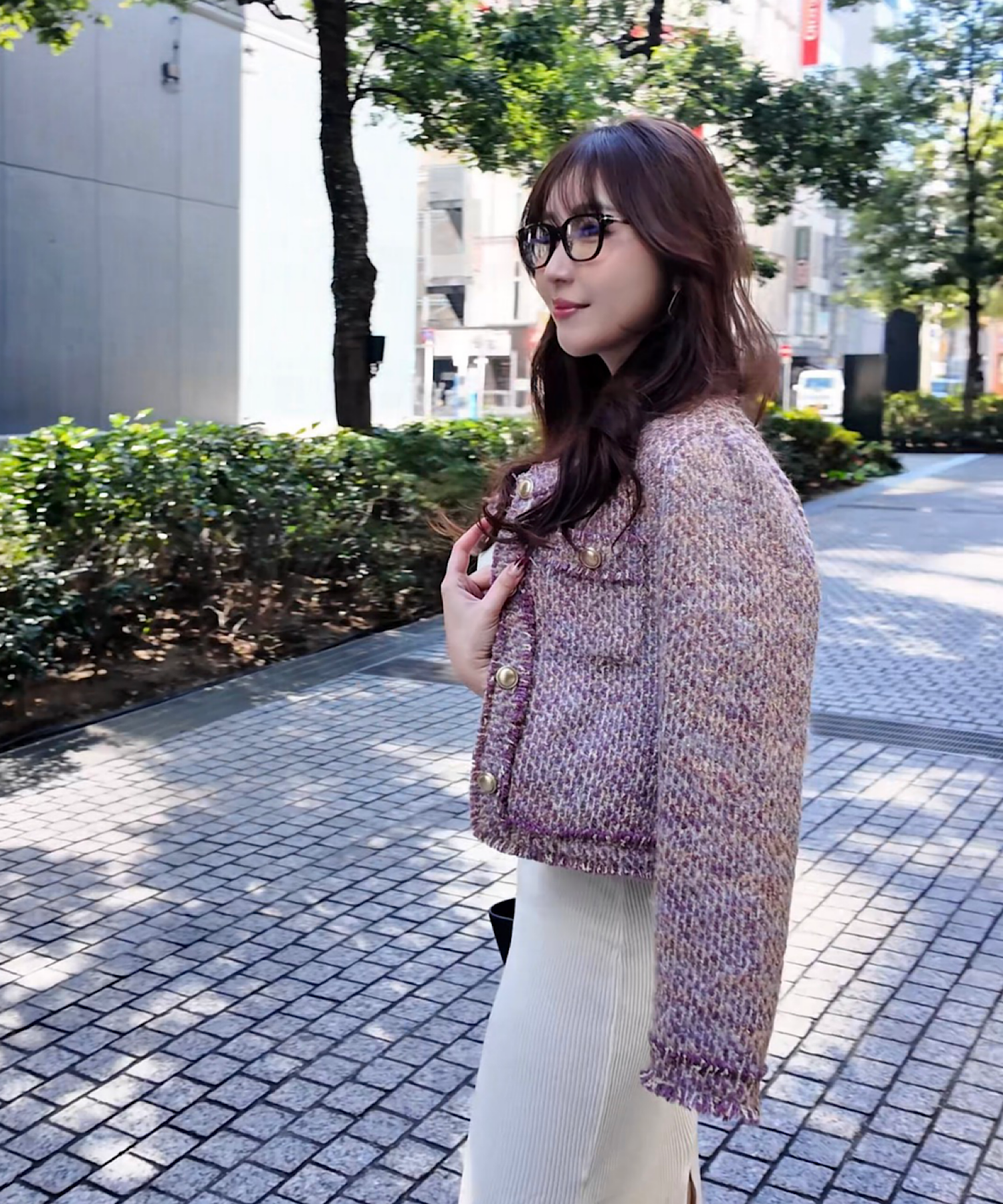 フリンジツイード ノーカラージャケット